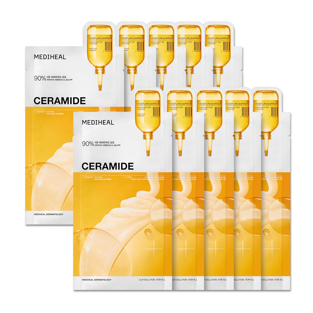 Mediheal Ceramide Essential Sheet Mask Moisture Barrier 10 pcs. 90% Ceramide & 4X Ceramide Liposome Technology for intense hydra