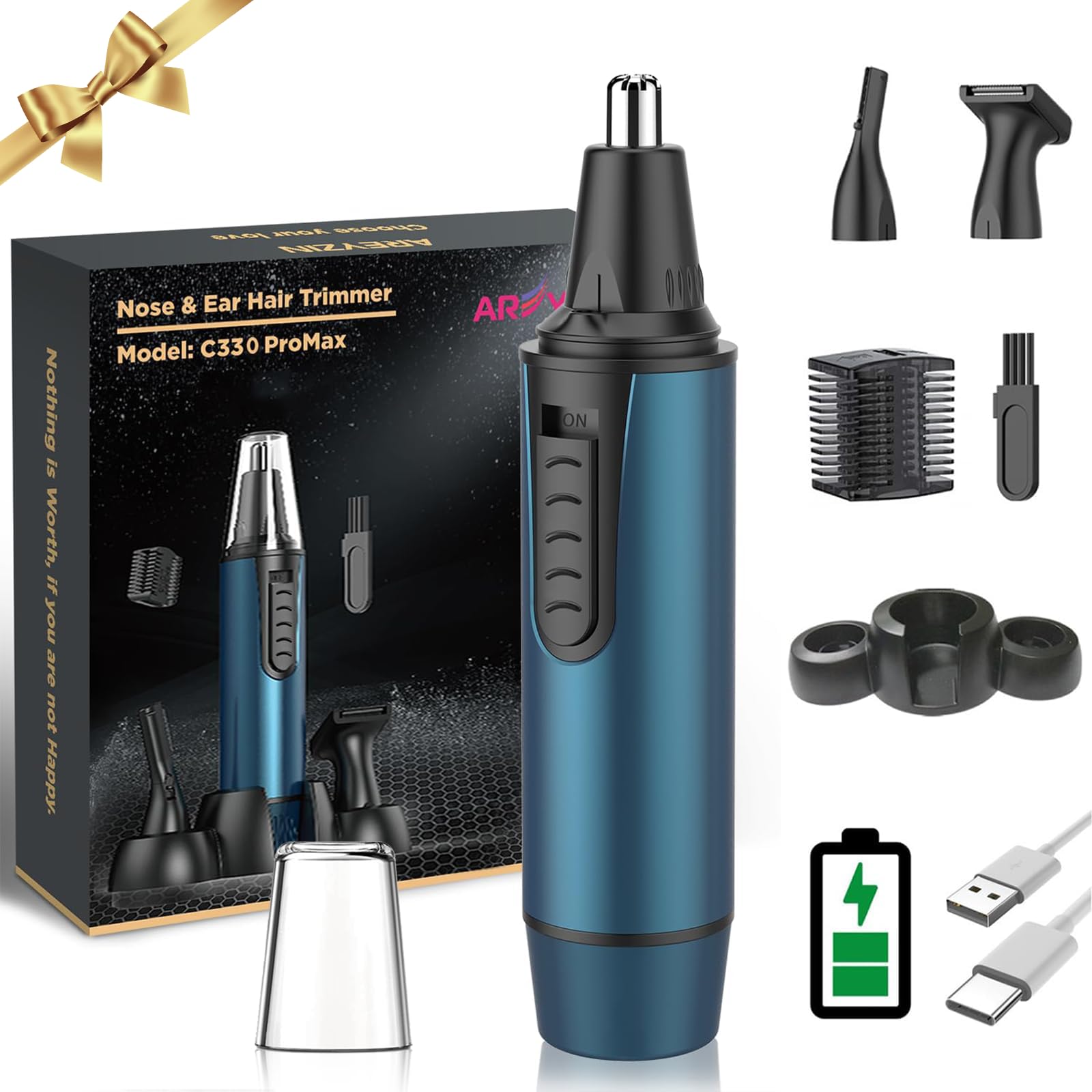 Areyzin Ear And Nose Hair Trimmer For Men And Women Professional Usb Rechargeable Nose Trimmer Nose Clippers Eyebrow Facial Hair