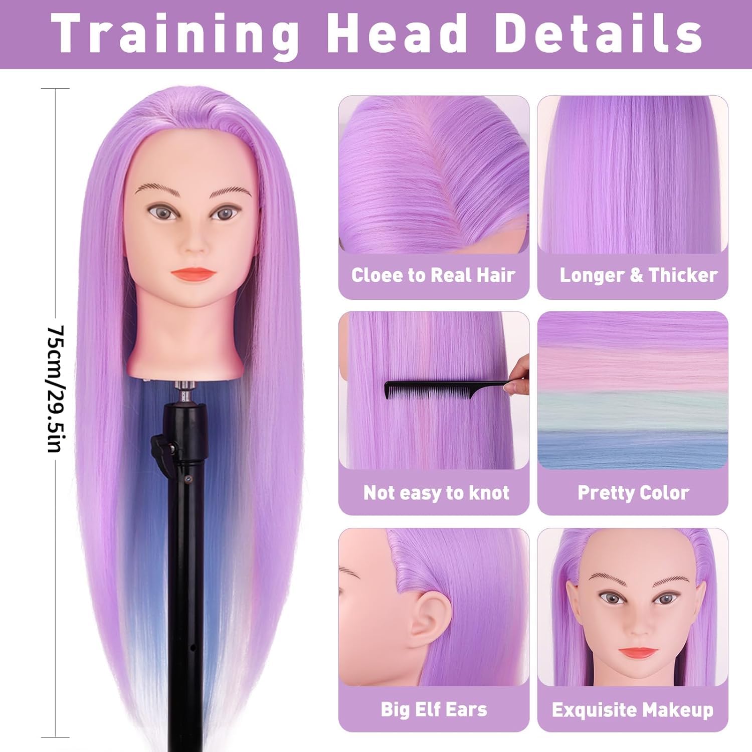 Mannequin Head, Topdirect 29'' Hair Mannequin With Hair Manikin Head Cosmetology Hair Doll Head To Practice On Styling Hairdress