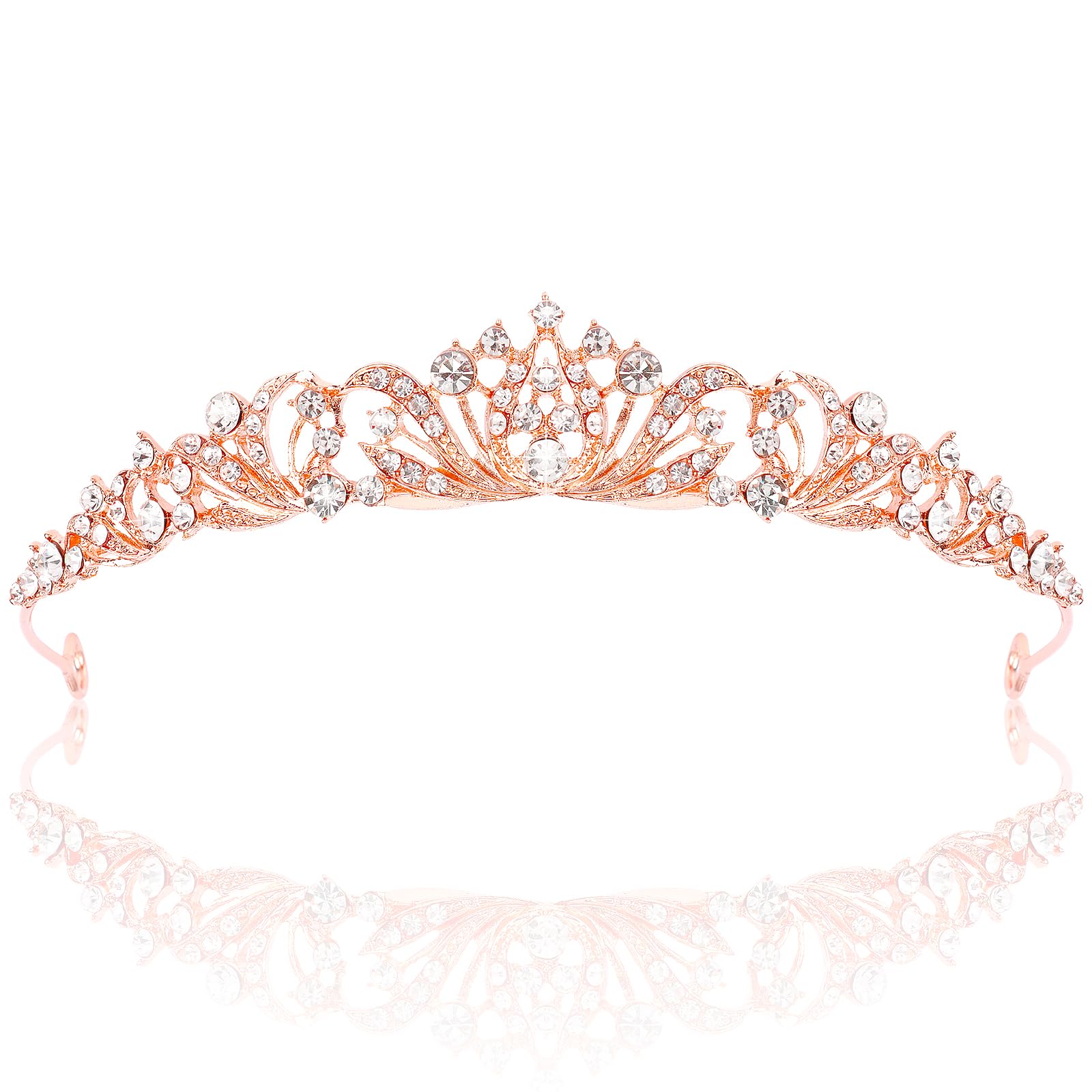 TOBATOBA Wedding Tiara Rose Gold Tiara Crowns for Women Girls Corona Para 15 aos Quinceaeras Princess Tiara for Bride Prom Quinc