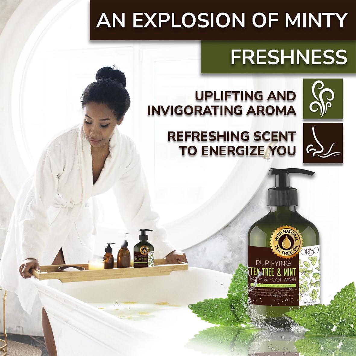 Tea Tree Body Wash With Mint For Women And Men - Helps Acne - Athletes Foot - Jock Itchy - Ringworm - Eczema - Body Odor - Itchy