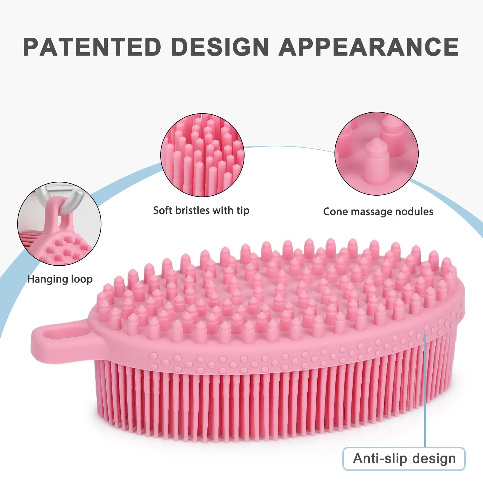 Freatech Silicone Body Scrubber - Dual-Sided Bath Shower Loofah Body Cleansing Brush For Gentle Exfoliation And Massage, Hygieni