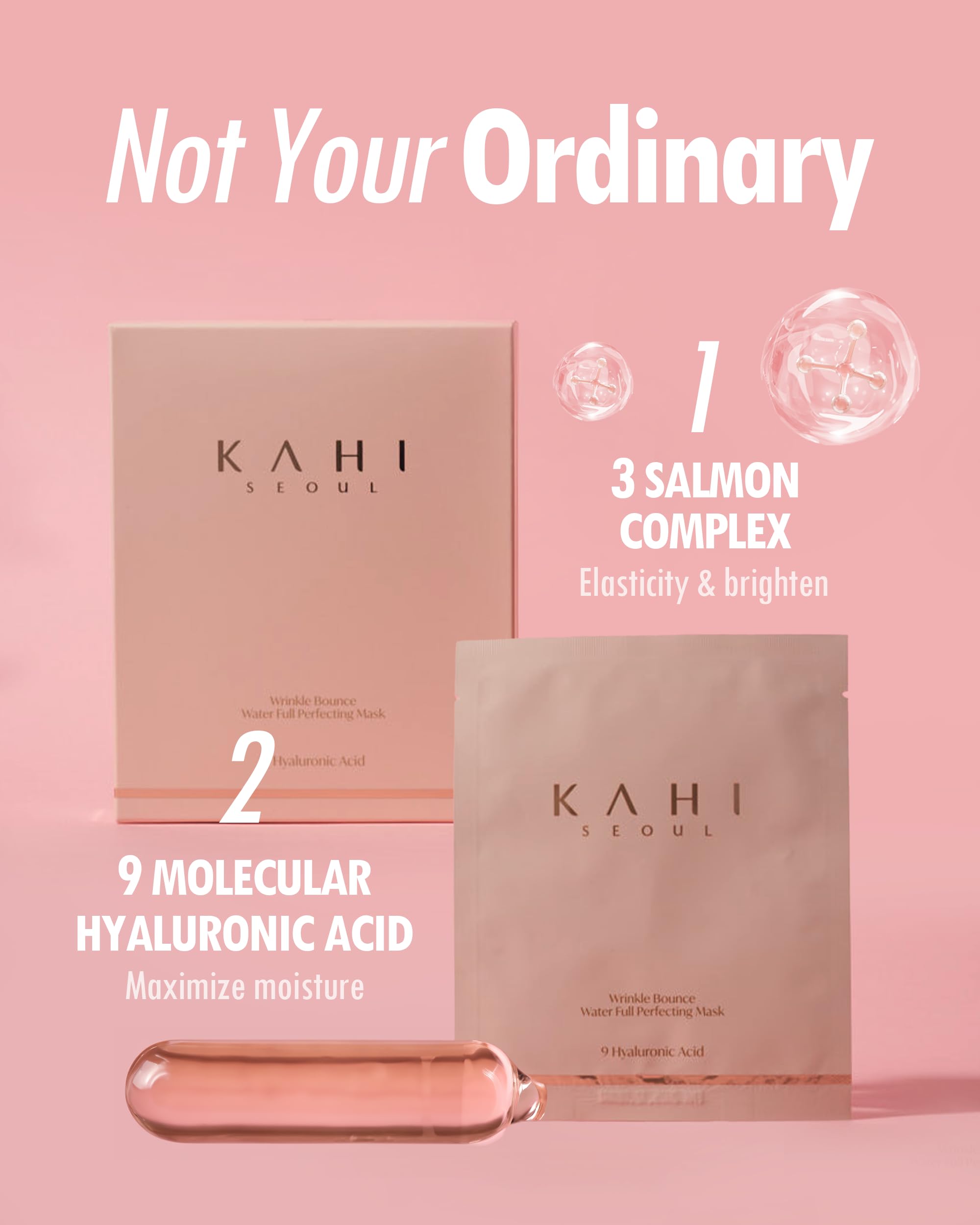 Kahi Wrinkle Bounce Water Full Perfecting Hydrating Face Mask Skin Care | Hyaluronic Acid Face Mask Korean Sheet Mask | Brighten