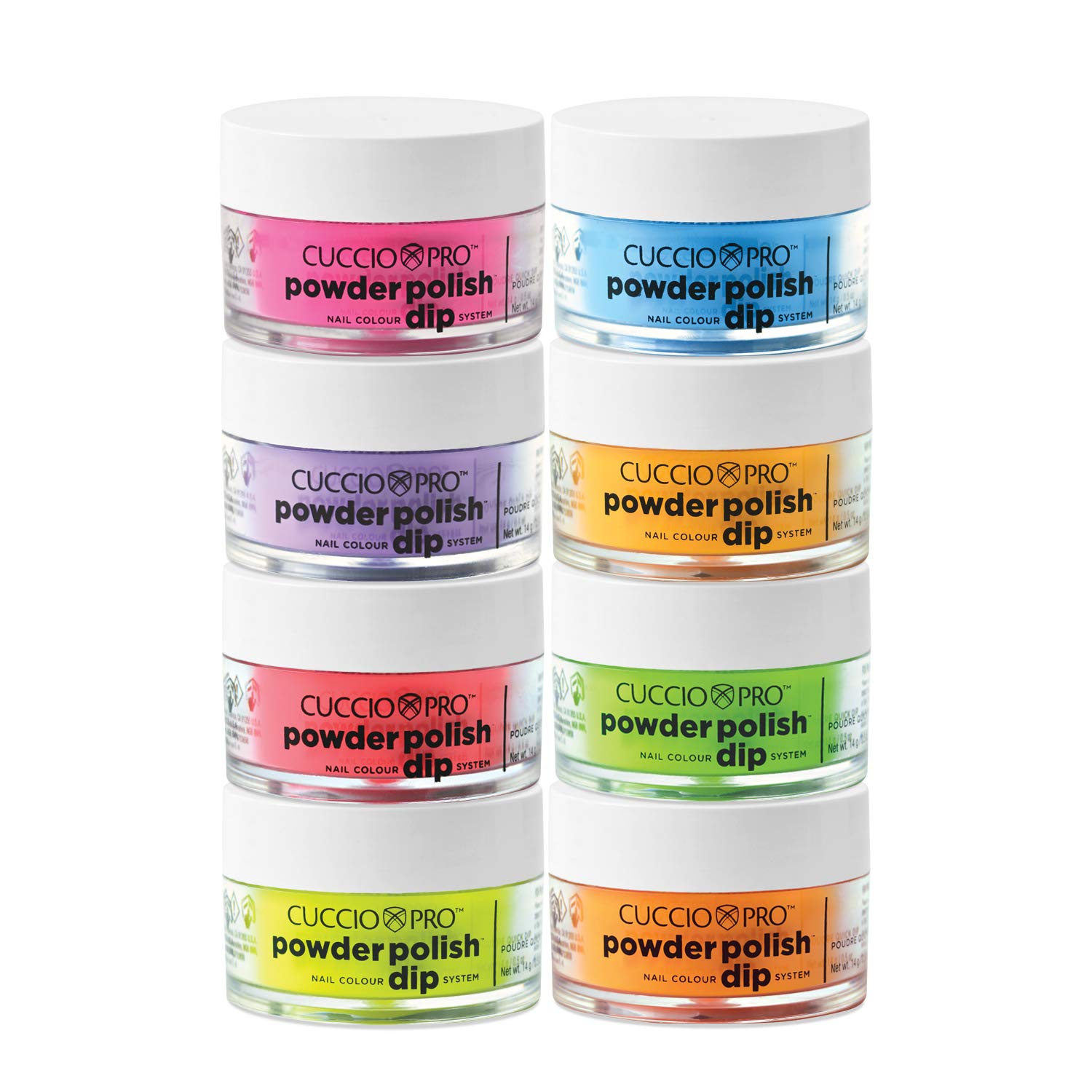 Cuccio Pro Powder Polish Nail Colour Dip System - Funky Neons 8 X 0.5 Oz, 8Count