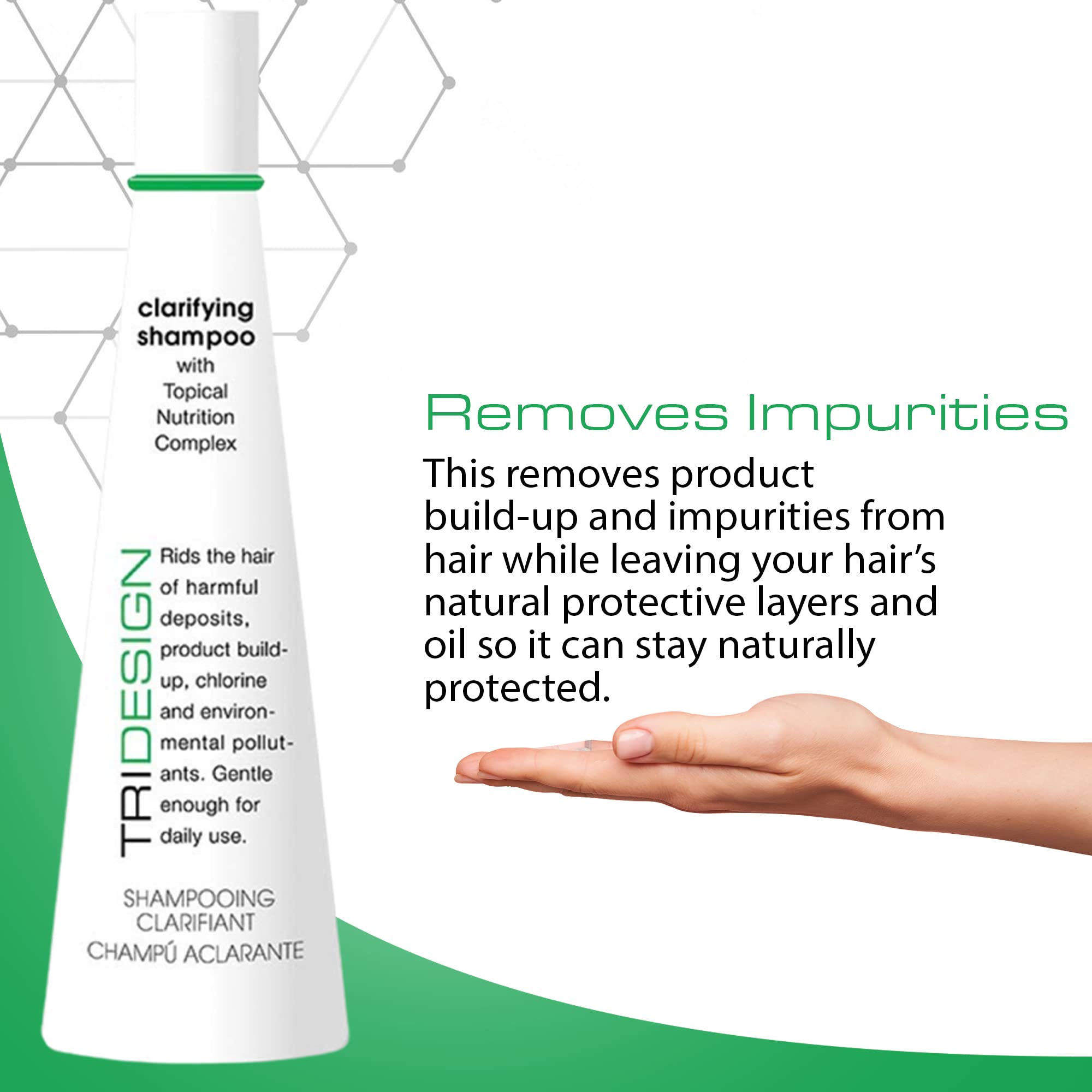 TRI Design Hair Care Clarifying Shampoo - Liquid Shampoo for Hair Deep Cleansing - Build Up & Impurities - Perfect Hair Care Pro