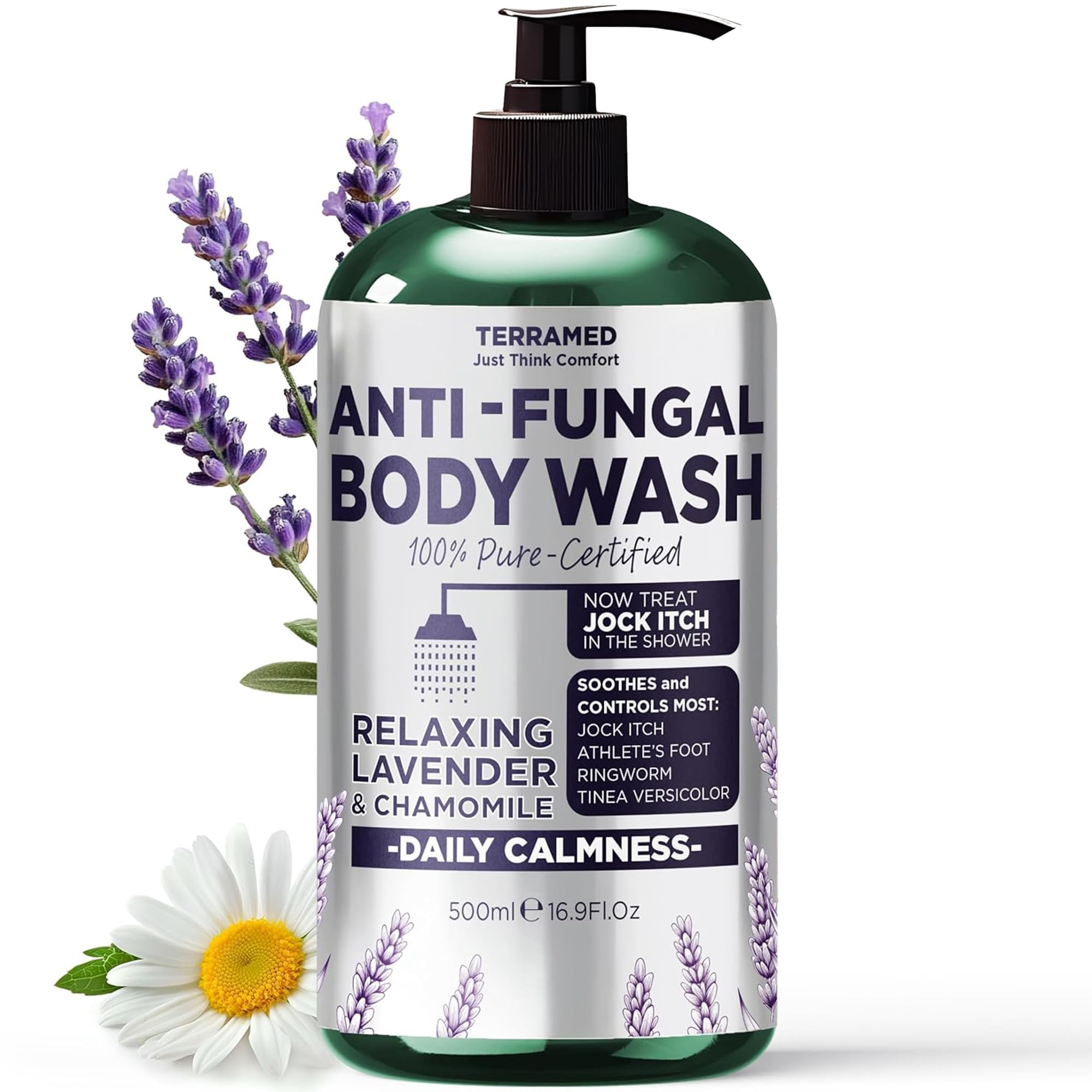Antifungal Body Wash with Lavender Essential Oil |1% Tolnaftate Chamomile Soap for Ringworm, Jock Itch & Athletes Foot | Medicat