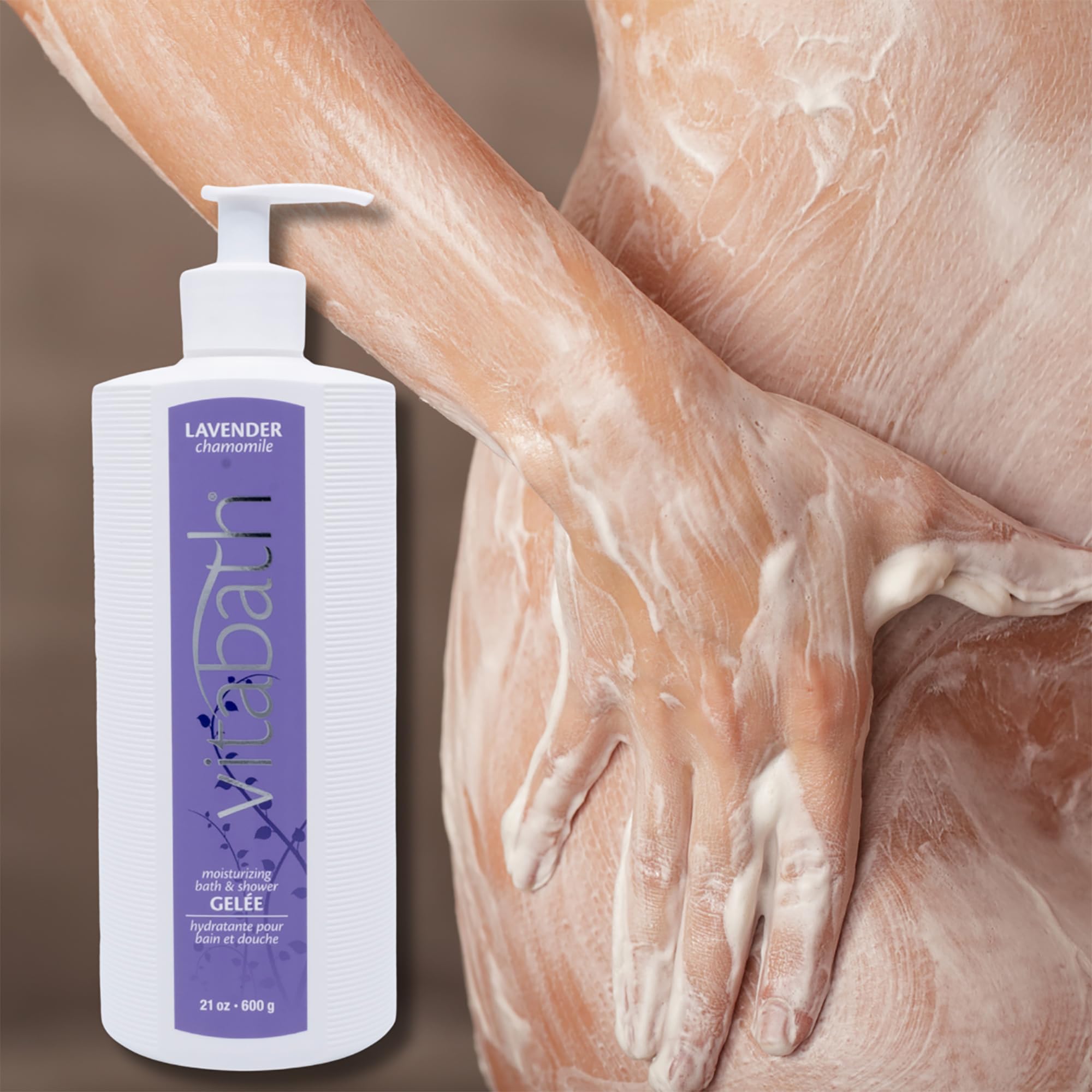 Vitabath Lavender Chamomile Moisturizing Bath & Shower Gel Wash Calming & Hydrating Botanical Skin-Softening Skincare, Body Clea