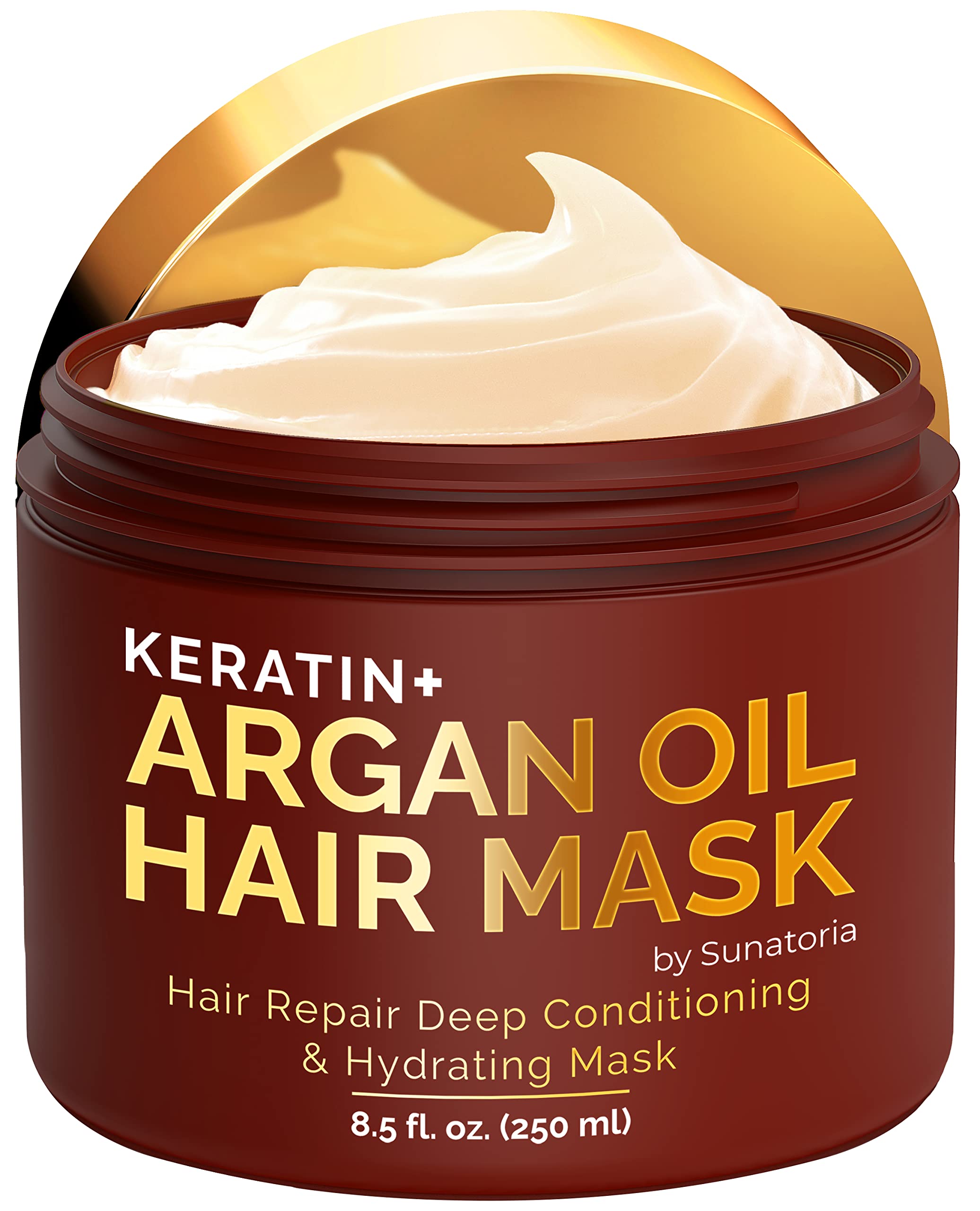 SUNATORIA NEW Argan Oil Hair Mask with Keratin - Hair Conditioner for Dry, Damaged, Frizzy Hair & Split Ends - Hair Treatment Se