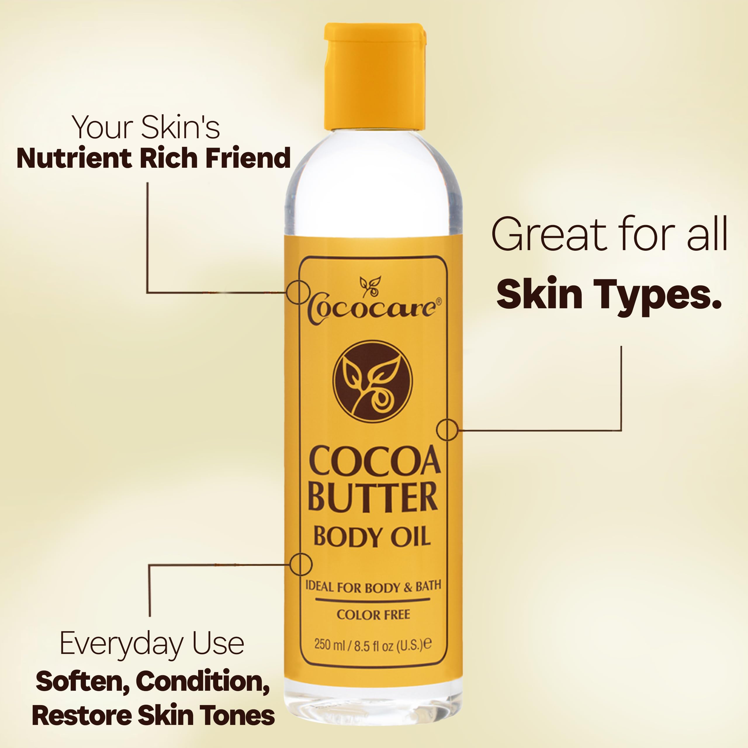 Cococare Cocoa Butter Body Oil - Lightweight And Fast Absorbing - 8.5 Fl Oz