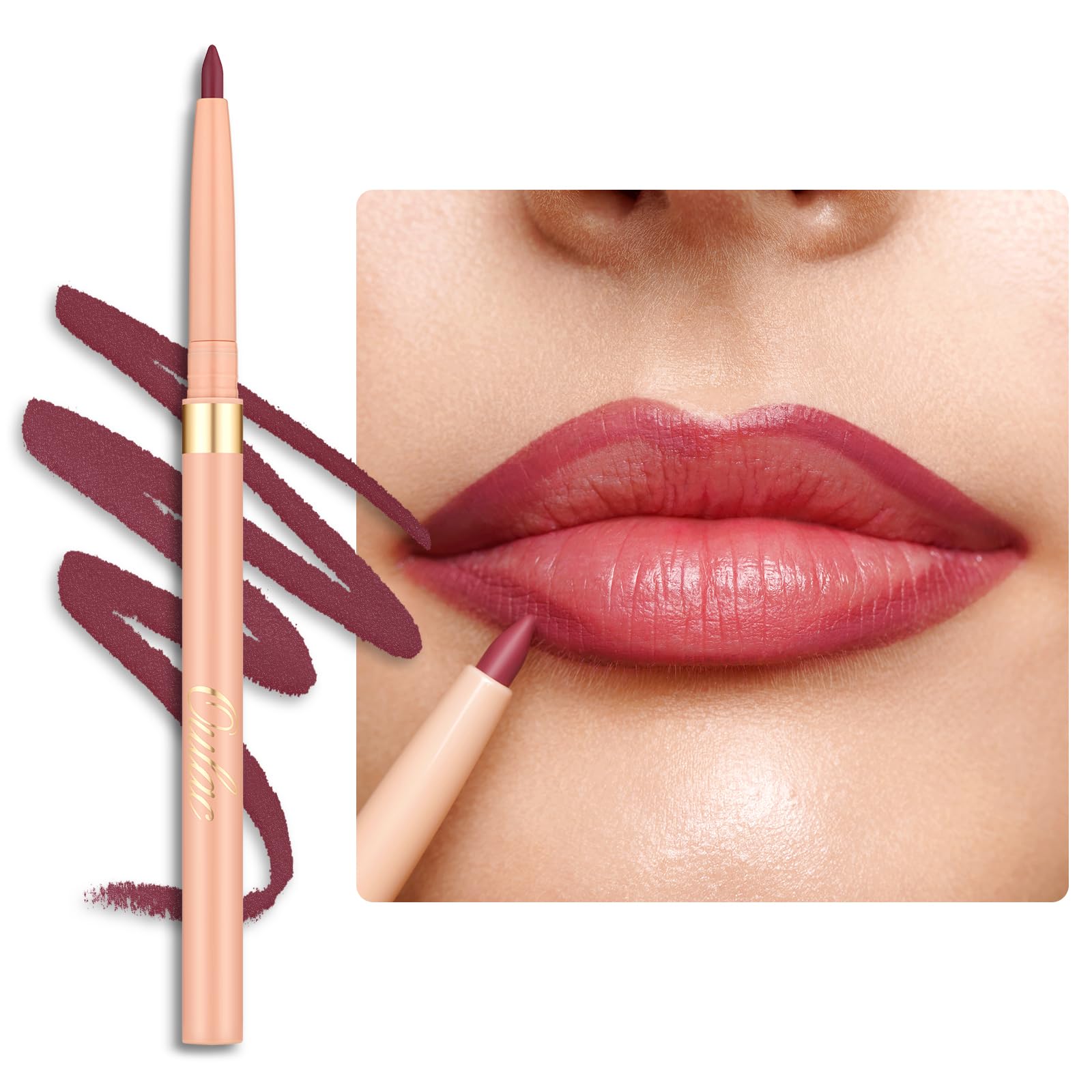 Oulac Pink Retractable Lipliner Pencil 2In1 Waterproof Makeup Crayon For Lip Liner And Eye Liner, Smooth And Creamy, Long Lastin