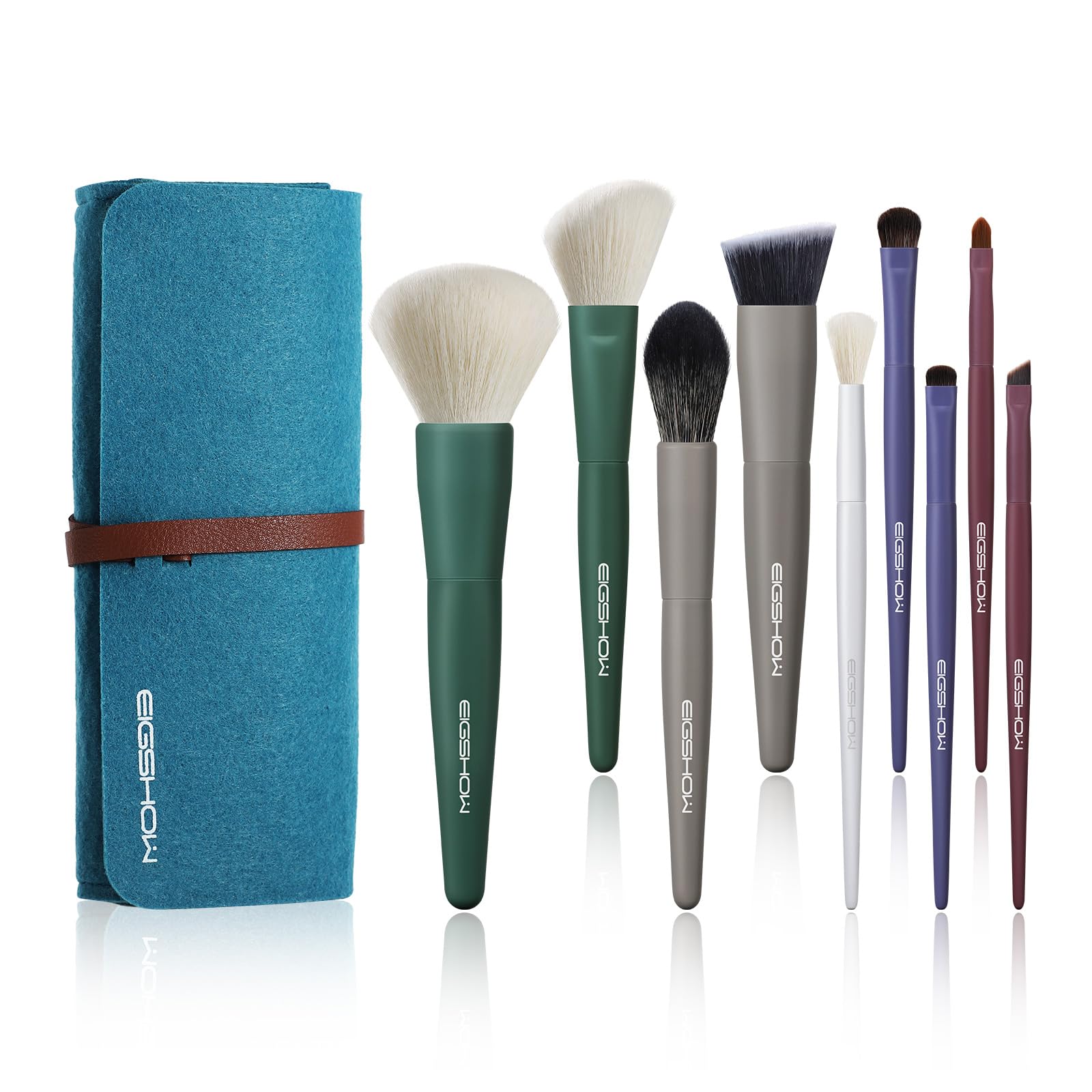 Makeup Brushes, Eigshow 5 Color Essential Kabuki Makeup Brush Set With Ultra-Soft Synthetic Fibers For Powder Blush Concealers C