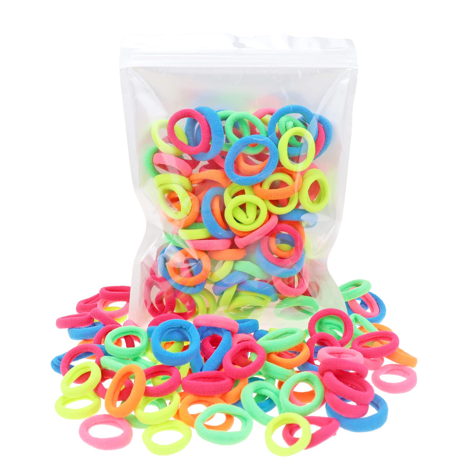 100 Pack Neon color Nylon Small Hair Ties Baby Girls ' Ponytail Holder