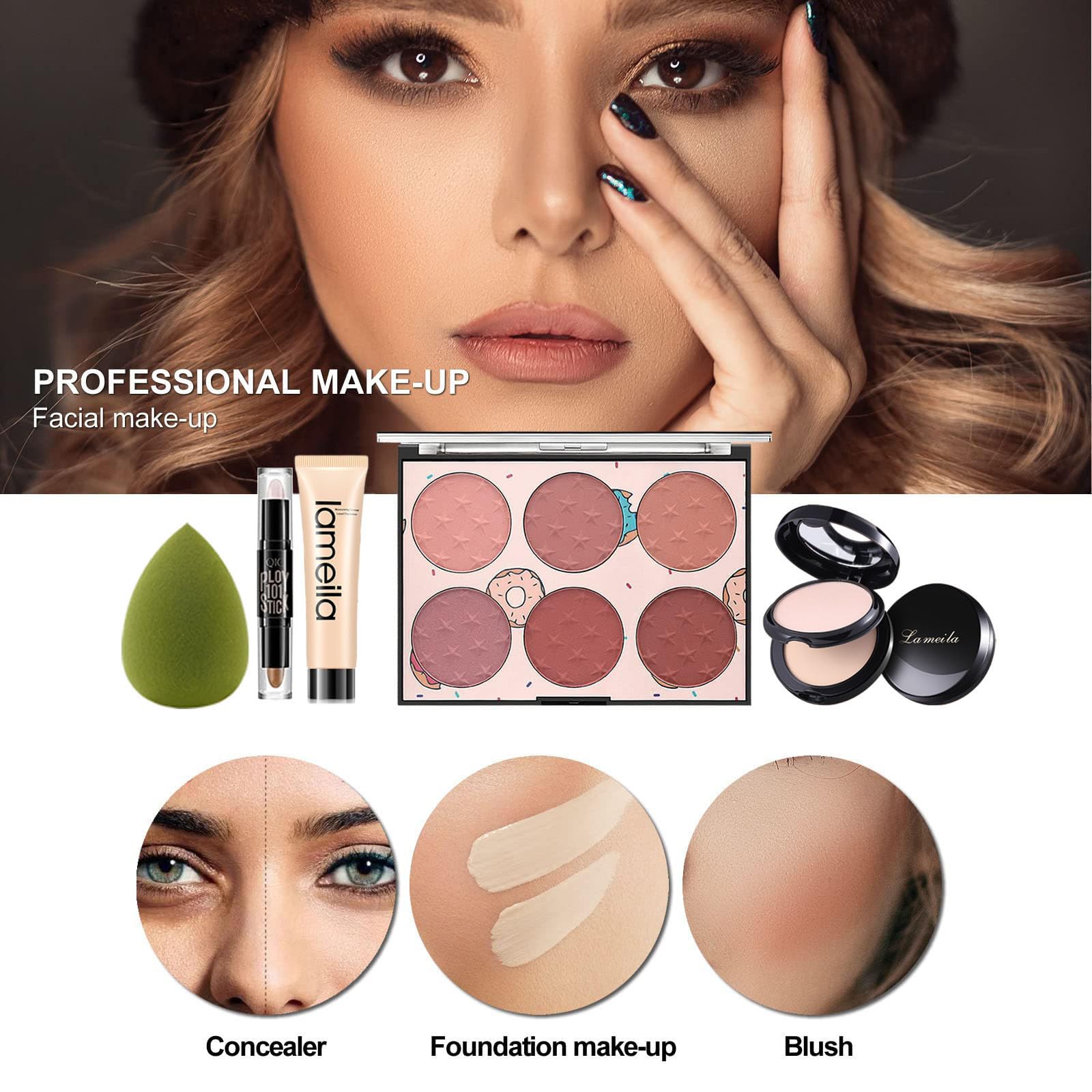Miss Rose M All In One Makeup Kit, Makeup Kit For Women Full Kit,Multipurpose Women'S Cosmetics Set,Beginners And Professionals