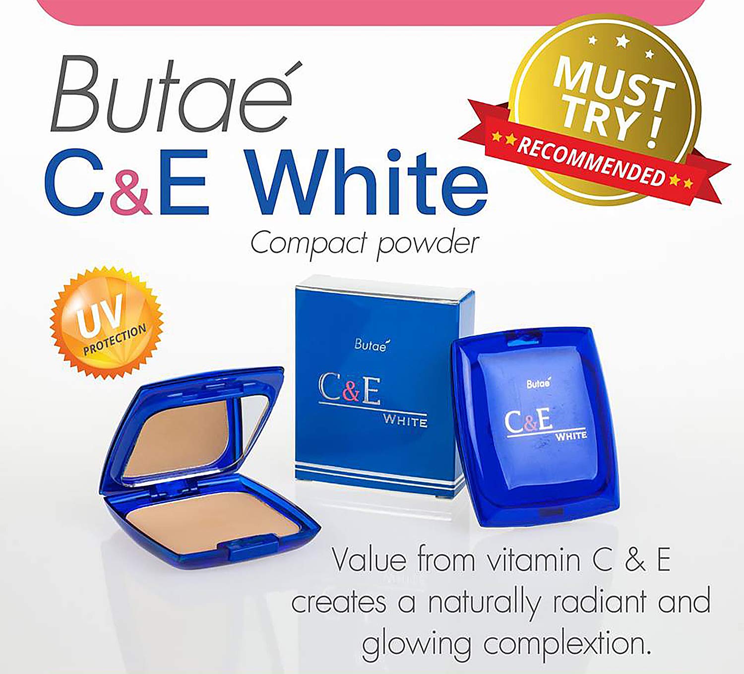 C & E White Oil Control Face Pressed Powder Foundation Compact, Covers Dark Spot & Wrinkle, Long Lasting, Natural Radiant Glowin