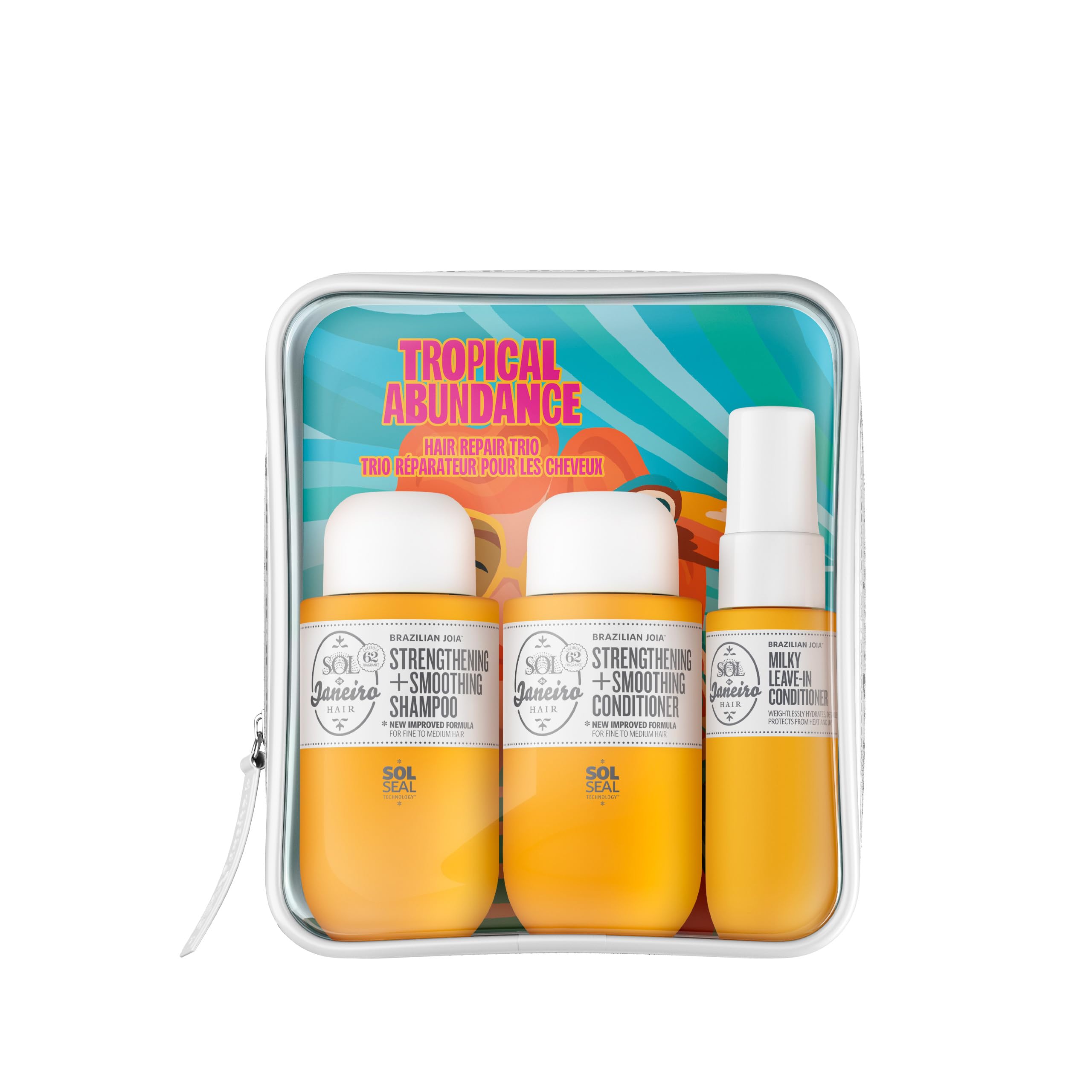 Sol De Janeiro Tropical Abundance Hair Repair Trio Travel Gift Set | Jet Set | Sulfate Free Brazilian Joia Shampoo And Condition