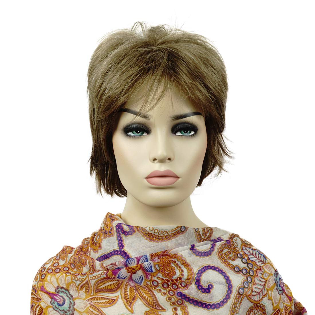 Lydell Short Layered Shaggy Full Synthetic Wigs (Light Golden Brown)