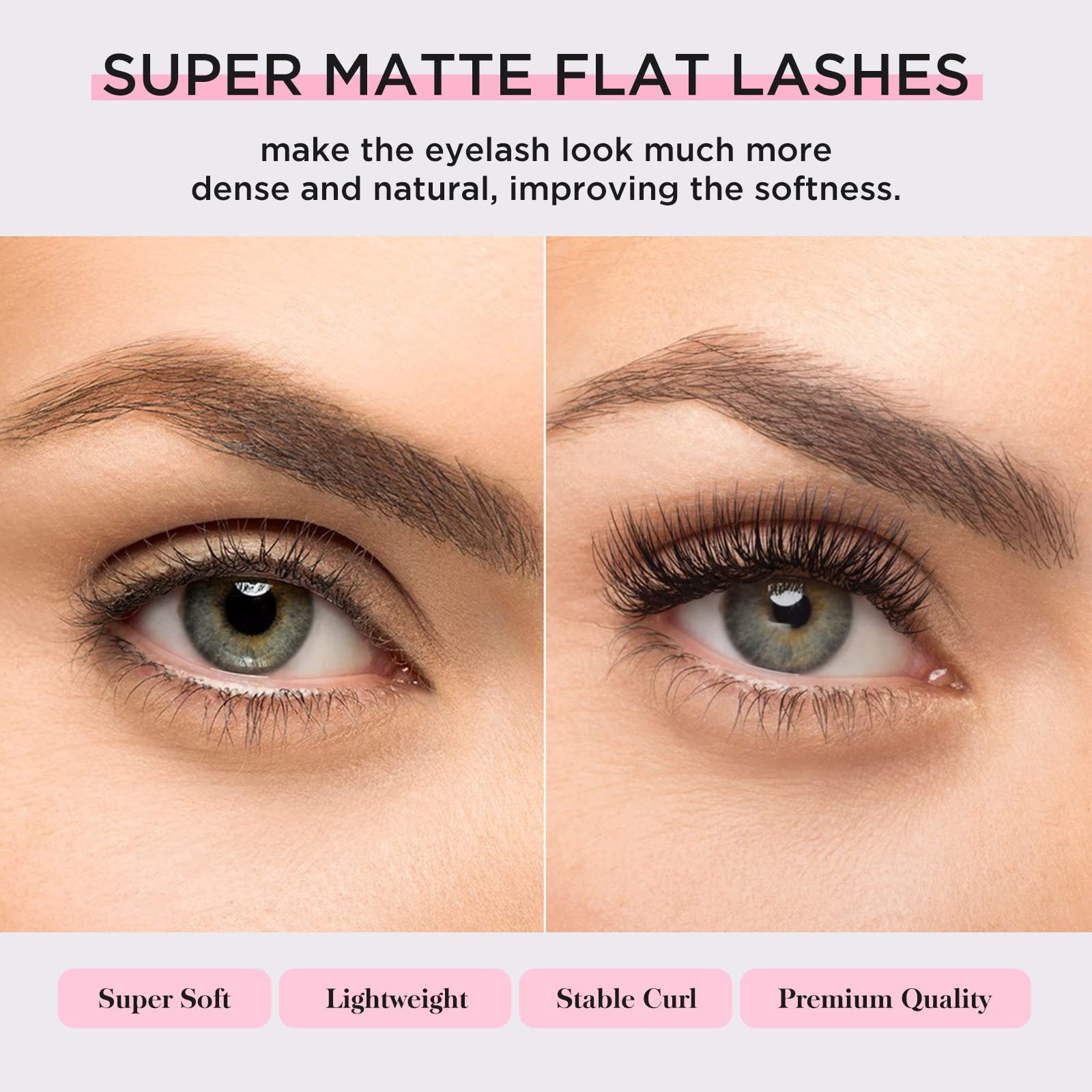 Beyelian Eyelash Extensions, Individual Lashes, 0.15Mm Cc Curl 9-15Mm Super Matte Classic Lash Extensions, Ellipse Flat Eyelash