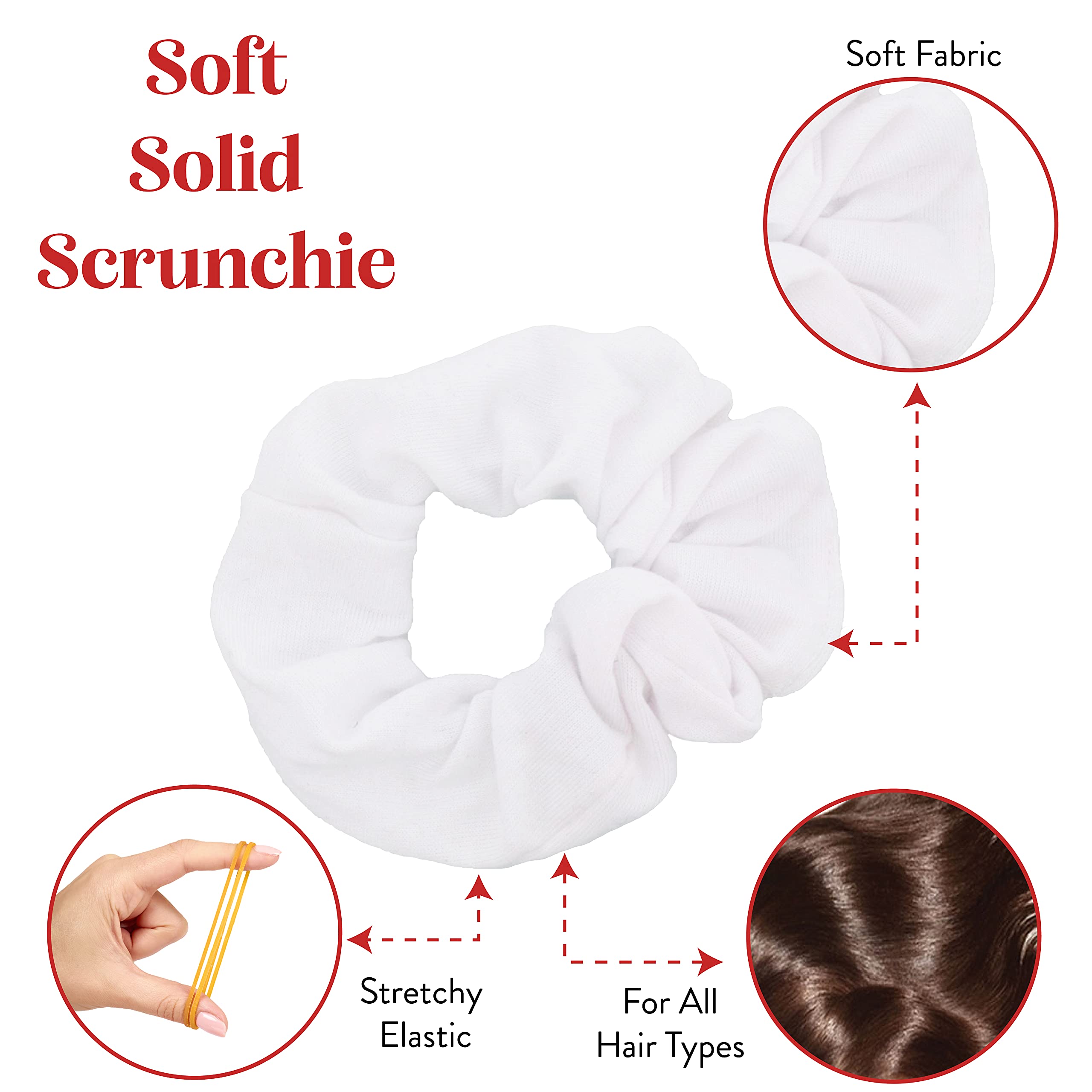 Set Of 2 Solid Scrunchies (White)