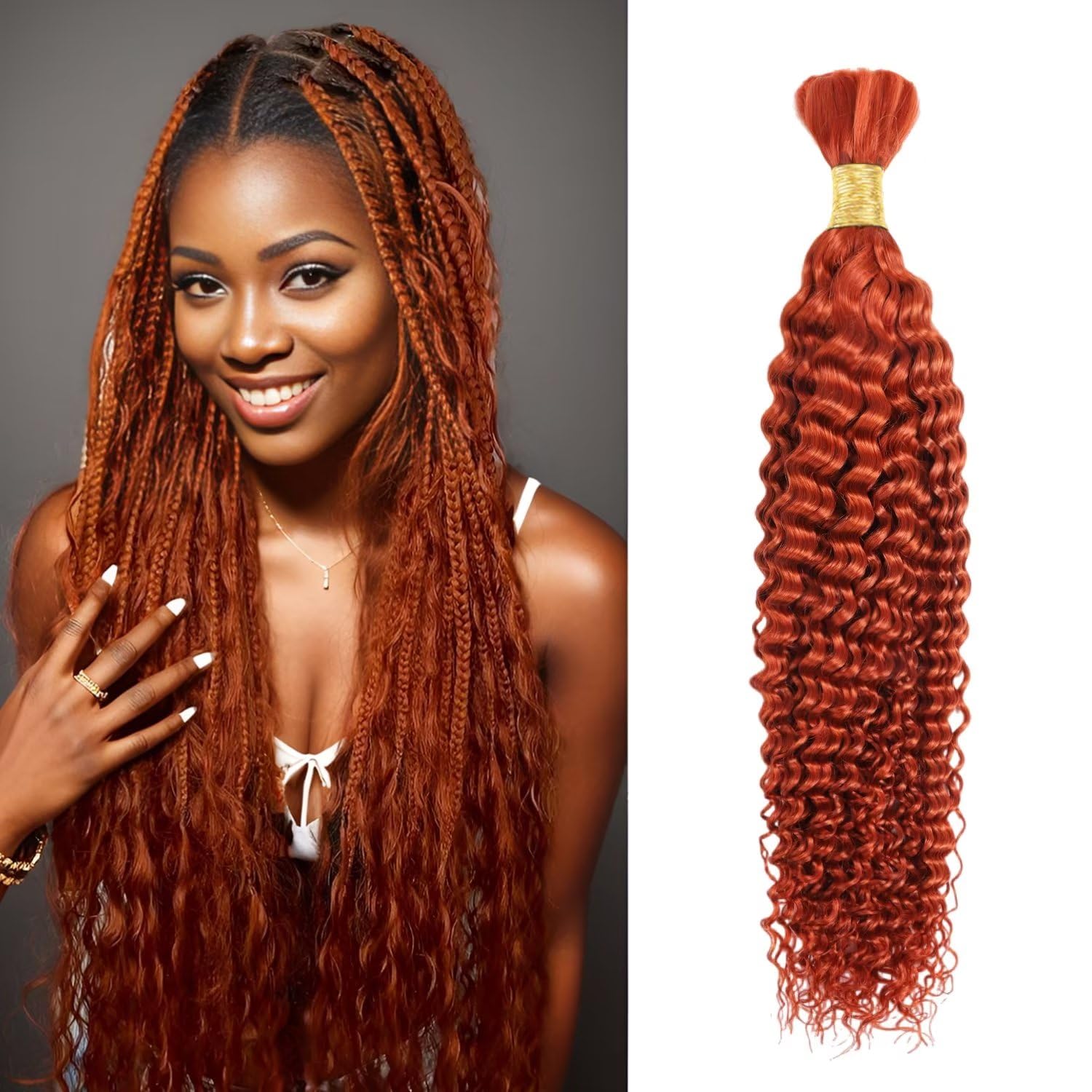 Human Braiding Hair 1 Bundle 50G 24 Inch Deep Water Wave Bulk Human Hair For Braiding No Weft 10A Brazilian Virgin Curly Human H