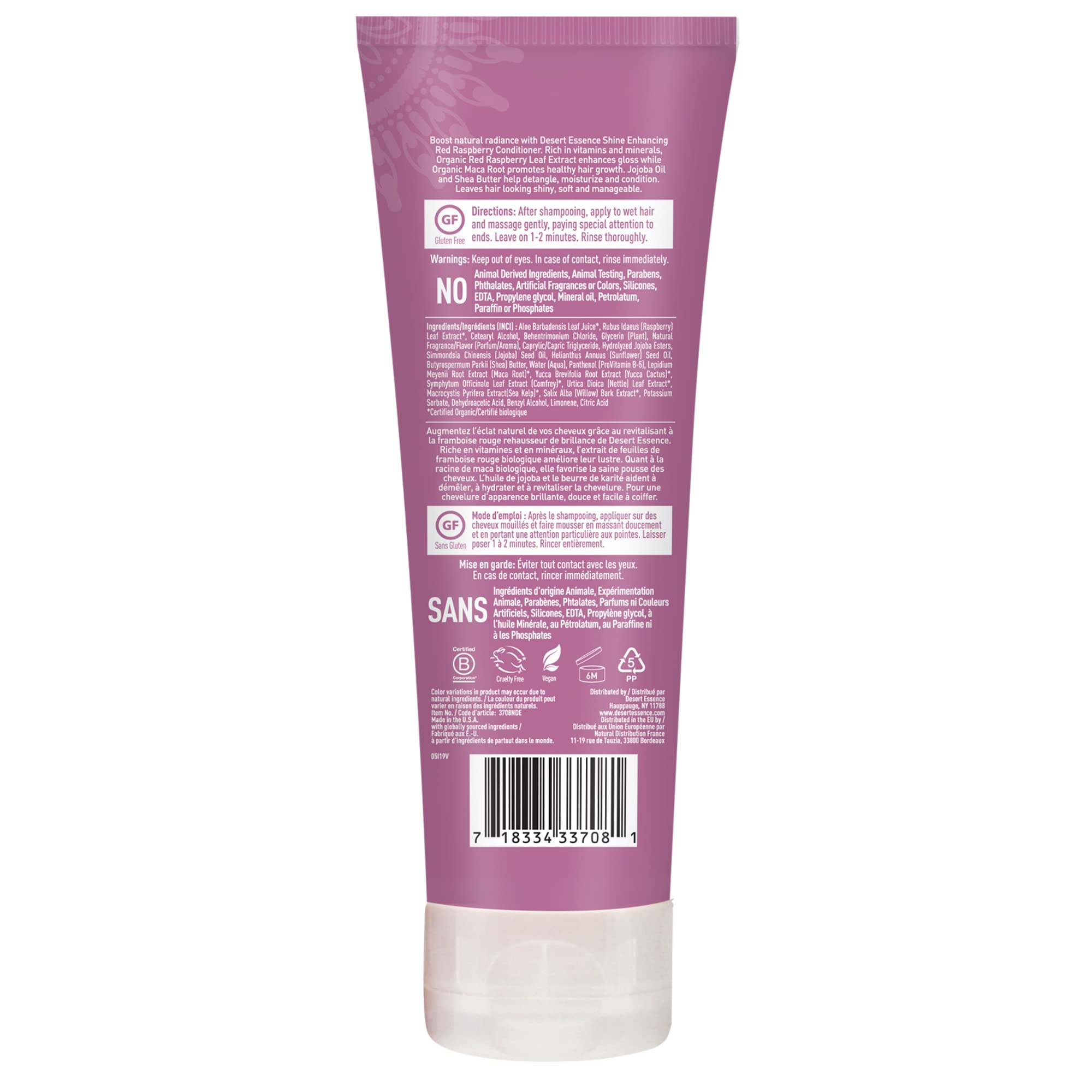 Desert Essence Red Raspberry Conditioner - 8 Fl Ounce - Shine Enhancing - Vitamin A & C - Smooth & Silky - Strengthing - Shea Bu