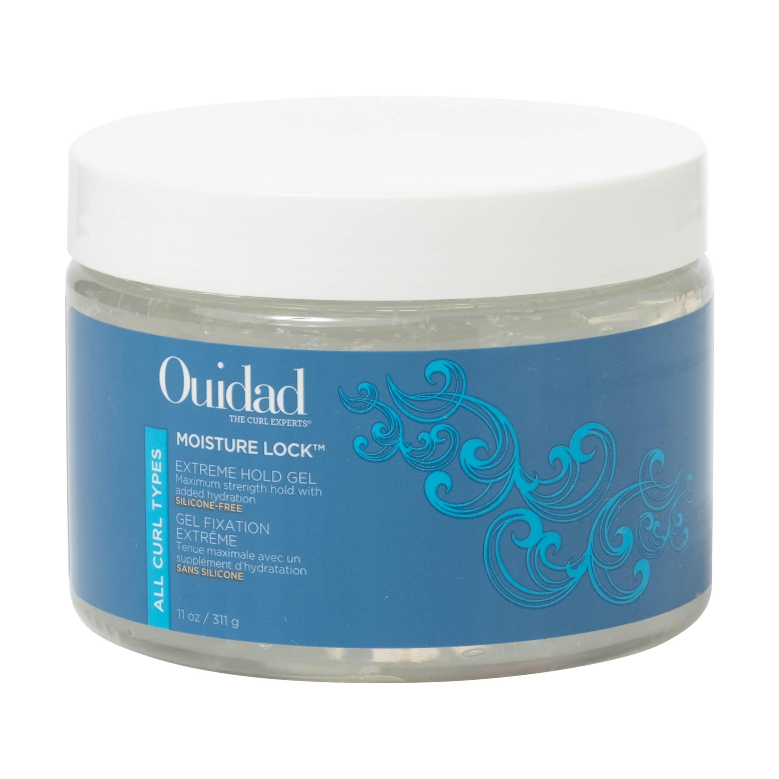 Ouidad Moisture Lock Extreme Hold Hair Gel  11 oz, Maximum Hold Hair Gel for Women & Men, Infused with Aloe, Flaxseed Oil & Bla