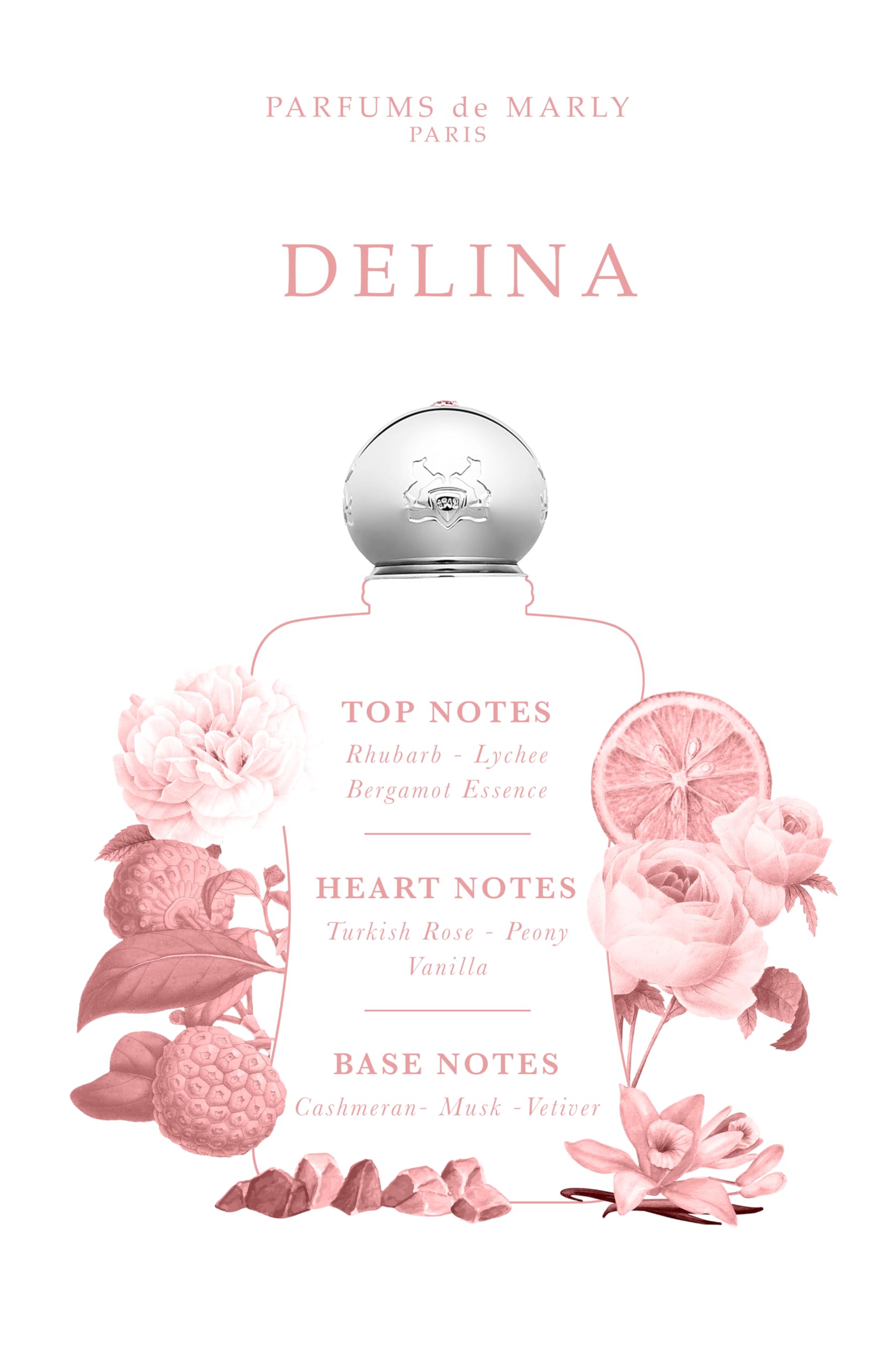 Parfums De Marly - Delina - 25 Fl Oz - Parfum For Women - Top Notes Rhubarb, Lychee, Bergamot Essence - Heart Notes Turkish Rose