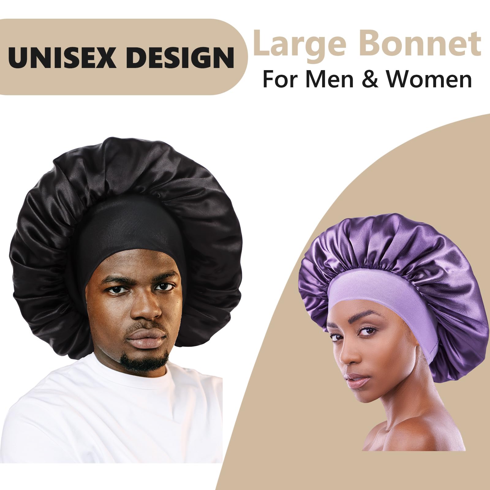 Lbylus 2 Pcs Silk Bonnet For Sleeping Women Bonnet For Men Satin Hair Bonnet For Sleeping Double Layer Sleep Cap Bonnet For Brai