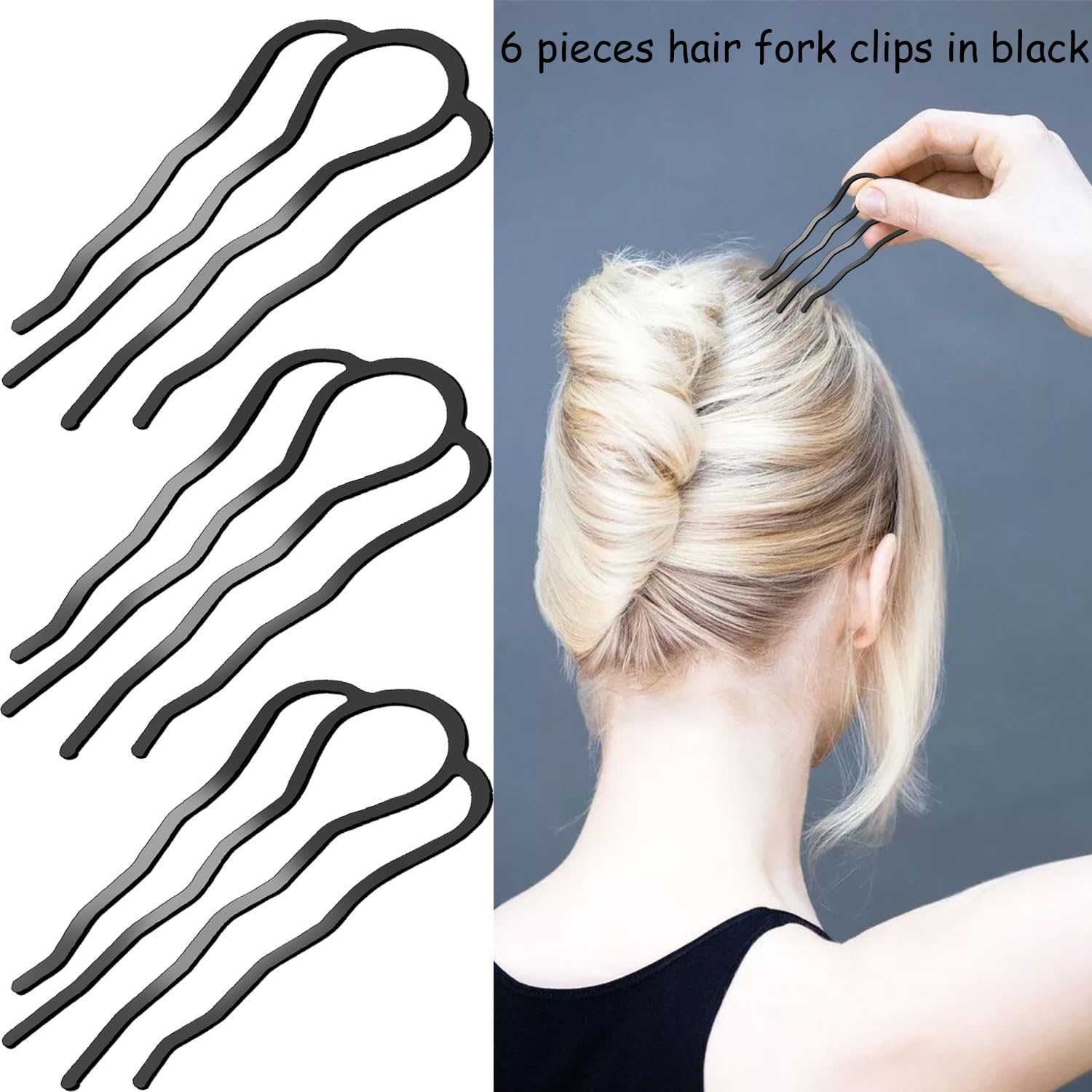6 Pieces Metal Hair Forks And 4 Prong U-Shape Sticks - Side Combs, Teeth Pins For Updo Buns And Women'S Hair Styling Accessories