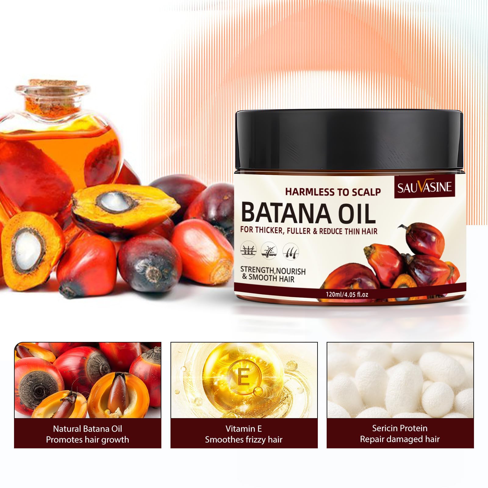 Lanthome Batana Oil For Hair Growth, Natural Dr. Sebi Hair Oil - Prevents Hair Loss, Eliminates Split Ends, Repairs Damaged Hair