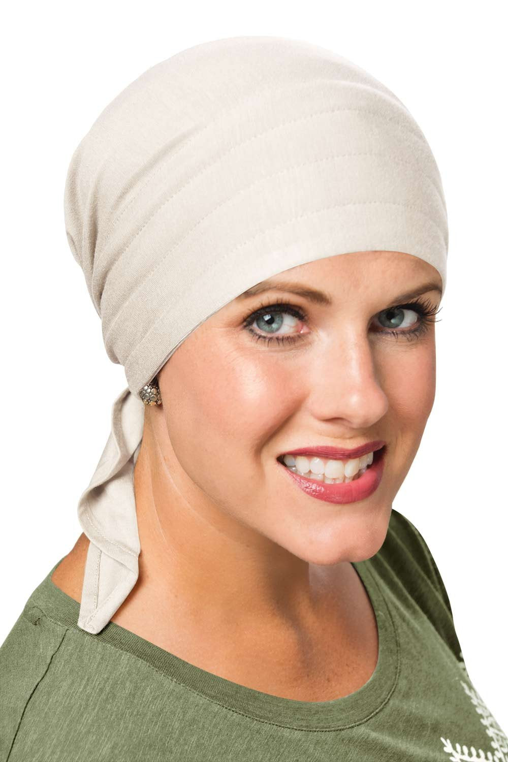 Cardani Instant Tie Pre-Tied Head Scarf in Luxury Bamboo Luxury Bamboo - Cream