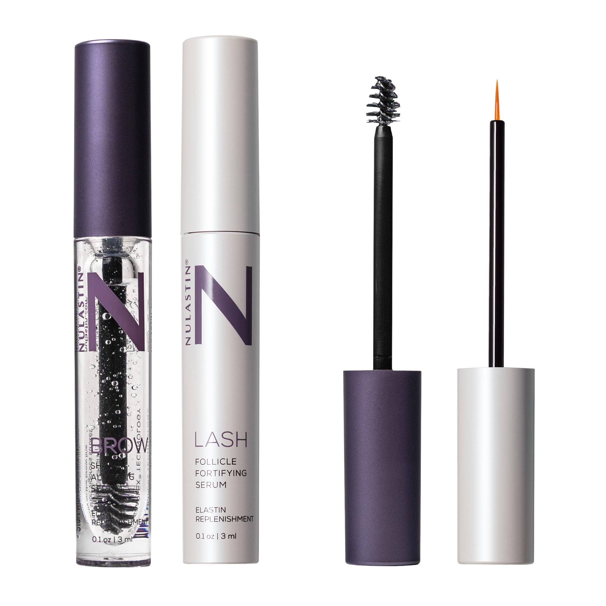 Nulastin Lash And Brow Dual System, Eyelash & Eyebrow Boosting Serums With Elastaplex Technology, Cruelty-Free (2-Pack, 3 Ml Eac