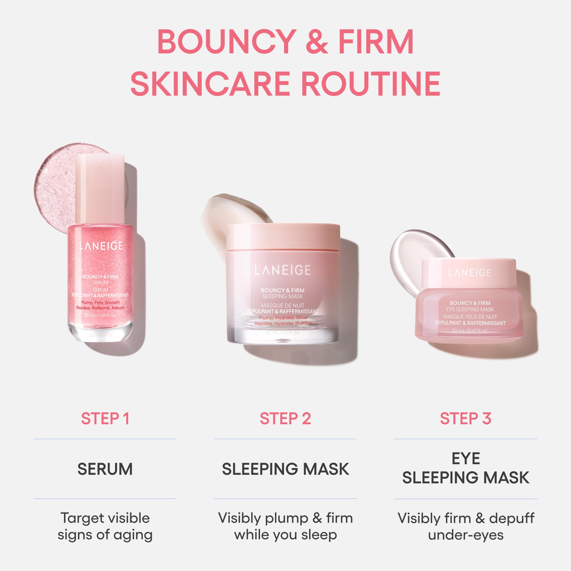 LANEIGE Bouncy & Firm Mini Skin Treats: Skincare Gift Set for Visibly Plump, Firm, & Glowing Skin