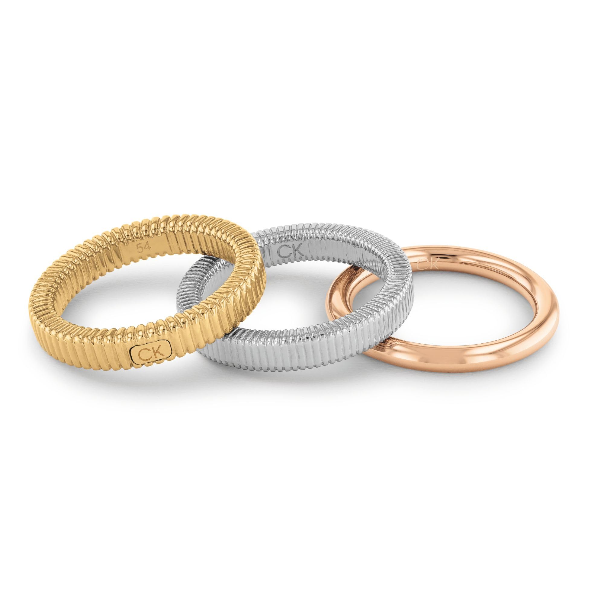 Calvin Klein Jewelry Womens Stackable Rings, Color: TRI Color Gold (Model: 35000027B)