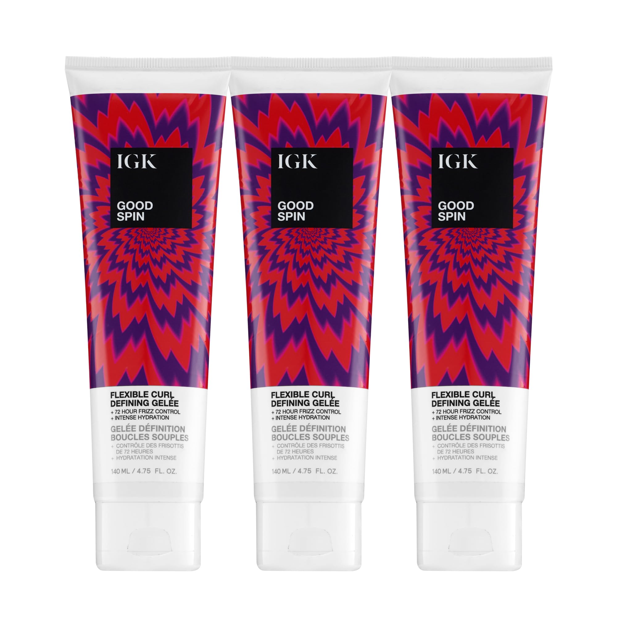 IGK Good Spin Flexible Curl Defining Gele 3 pack  Medium Hold, Frizz Control & High Shine for Curly & Wavy Hair  SiliconeFr