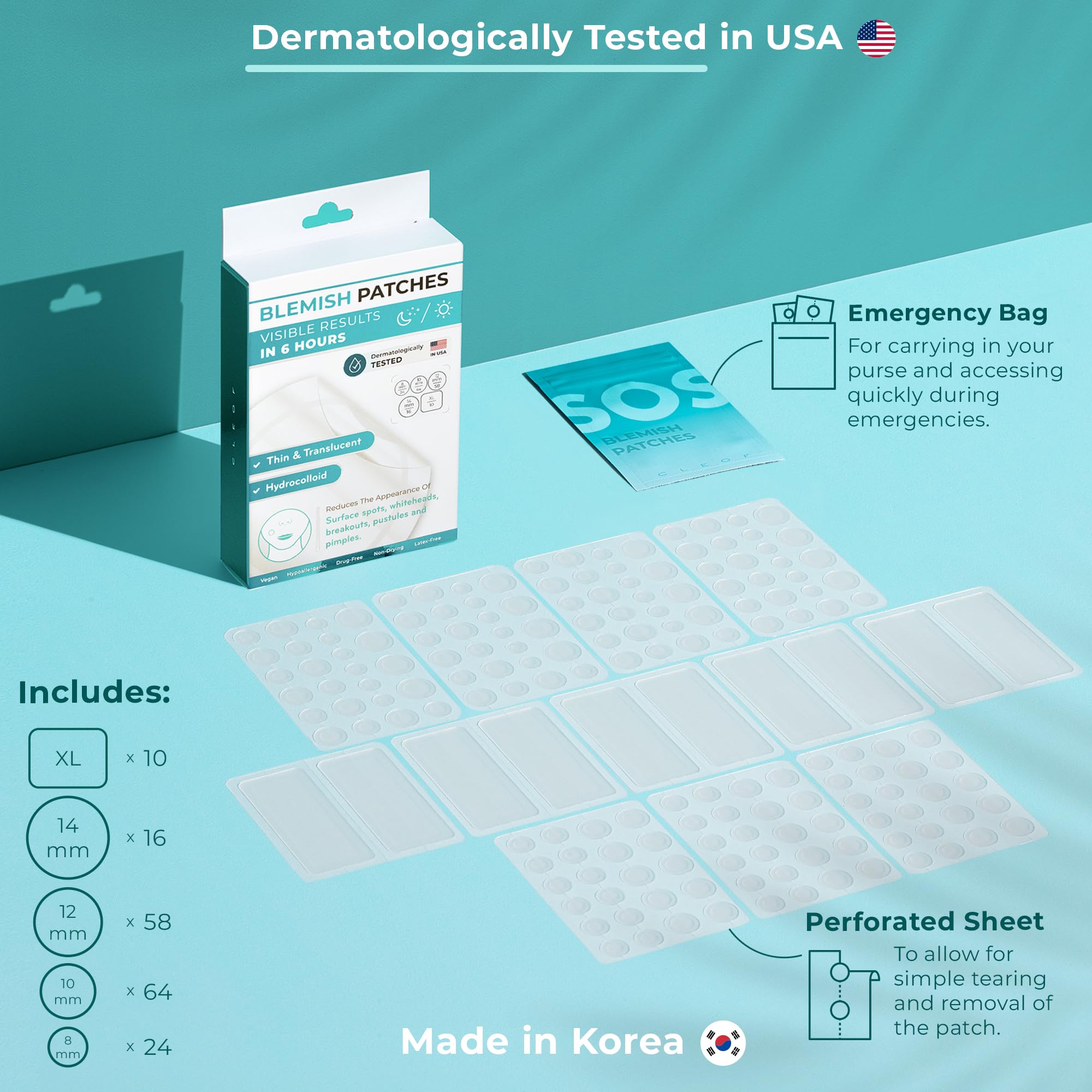 Pimple Patches for Face & Body - Overnight Treatment - Acne Patch for Zits, Dots, Bumps, Spots, Pimples, Whiteheads - Hydrocollo