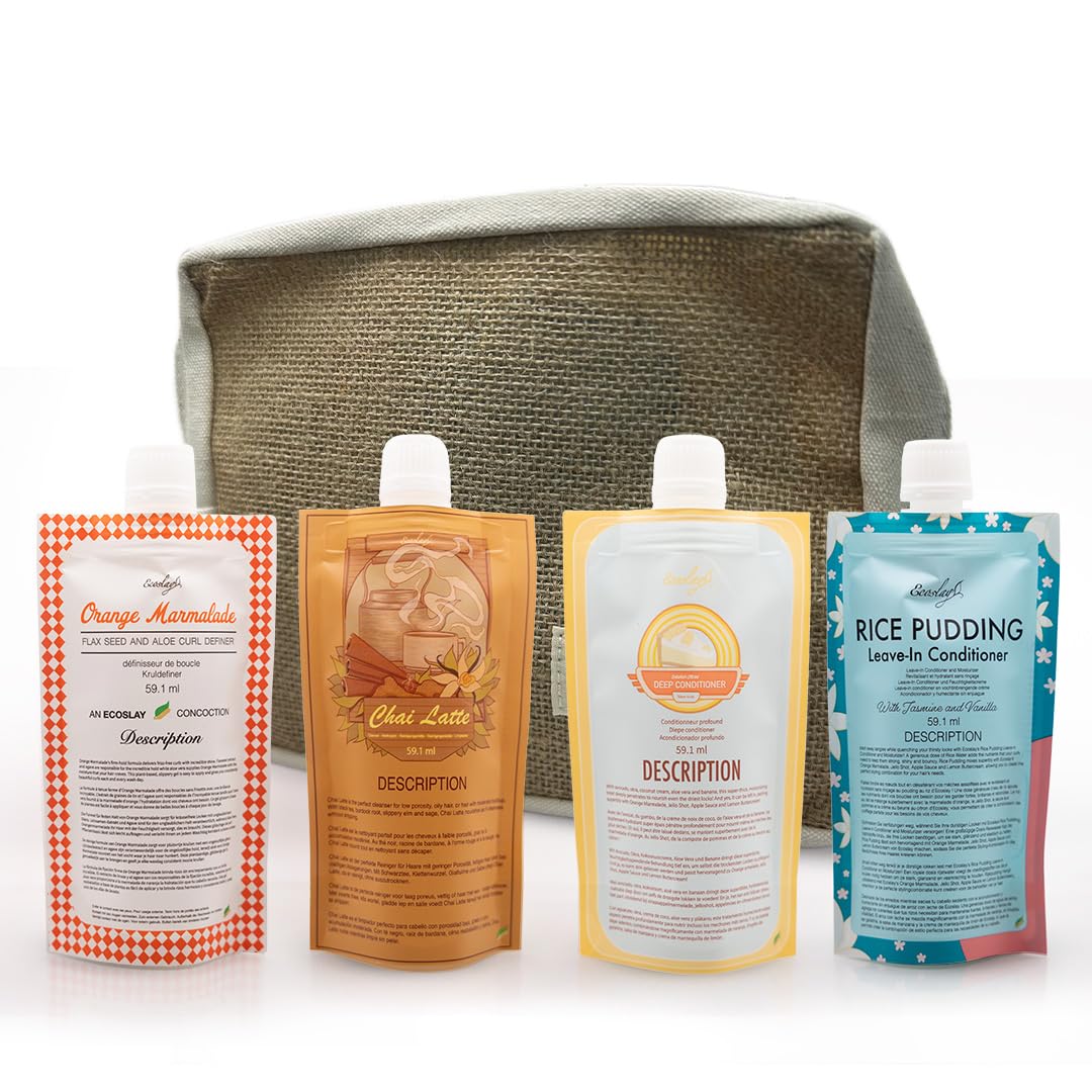 Ecoslay Curls-on-the-go Sample Set - Travel Size Curly Hair Products Set - TSA Approved Curly Hair Travel Size Products - Perfec