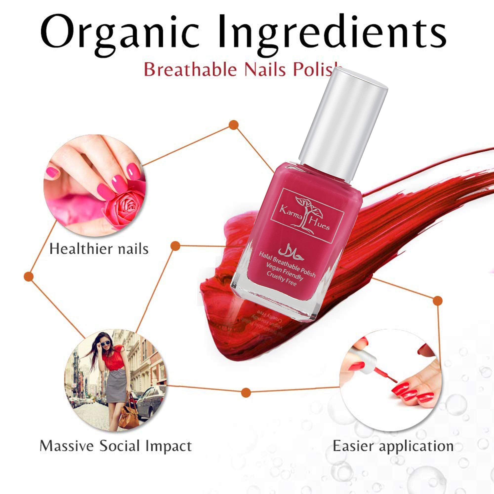 Karma Naturals Certified Halal Nail Polish - Breathable & Water Permeable, Wudu Friendly (Ayshah)