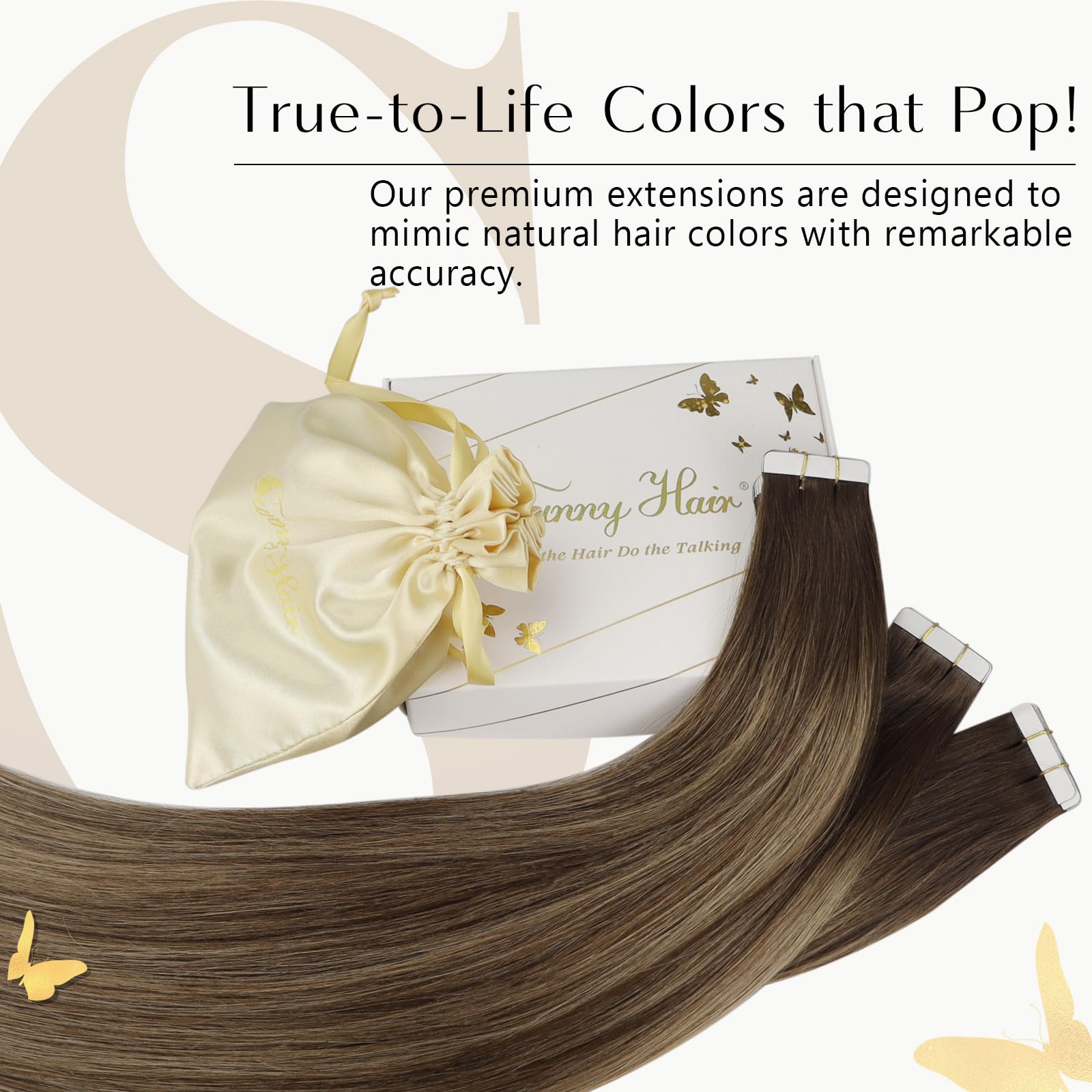 Tape In Hair Extensions Human Hair Brown Balayage Sunny Taping Hair Extensions Chocolate Brown Ombre Caramel Blonde Mix Dark Bro