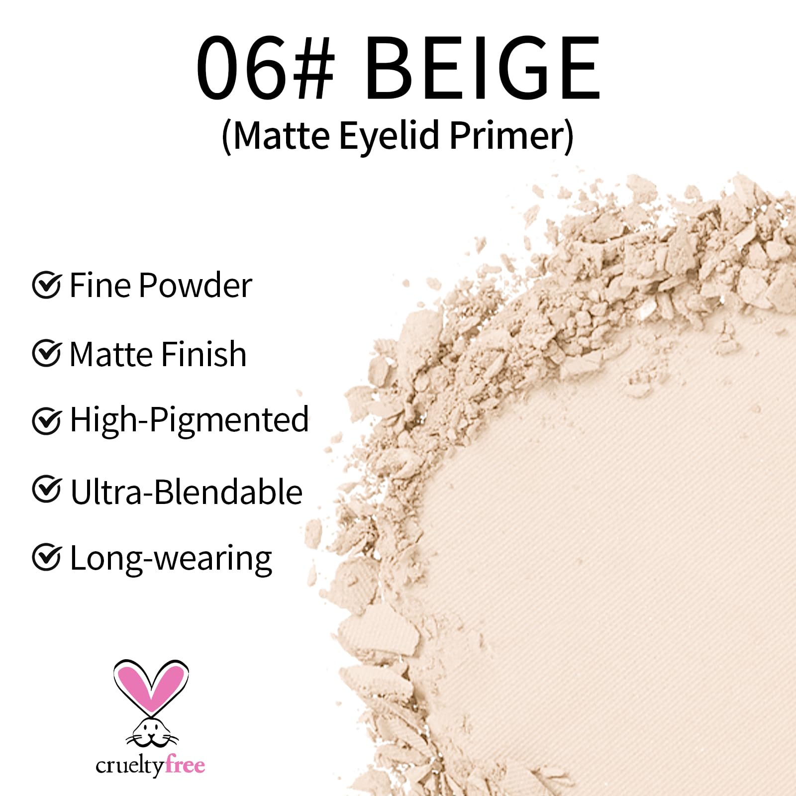 Erinde Single Beige Matte Eyeshadow Palette, Velvet Eye Shadow Compact Powder Primer Base Makeup, Neutral Nudes Naked Matte Pres