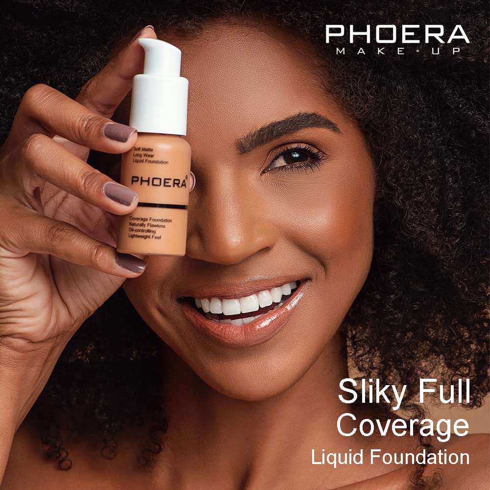 Phoera Full Coverage Foundation Soft Matte Oil Control Concealer 30ml Flawless Cream Smooth Long Lasting (101 PORCELAIN)