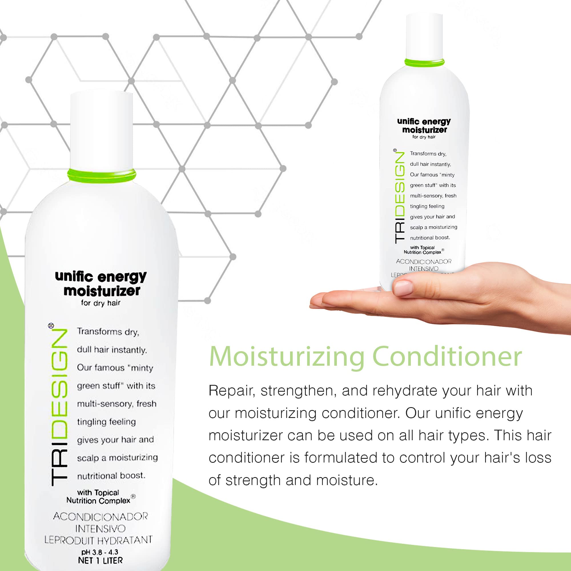 Tri Design Unific Energy Moisturizer - Deep Hair Conditioner For Dry Damaged Hair - Moisturizing Conditioner For Curly, Frizzy,