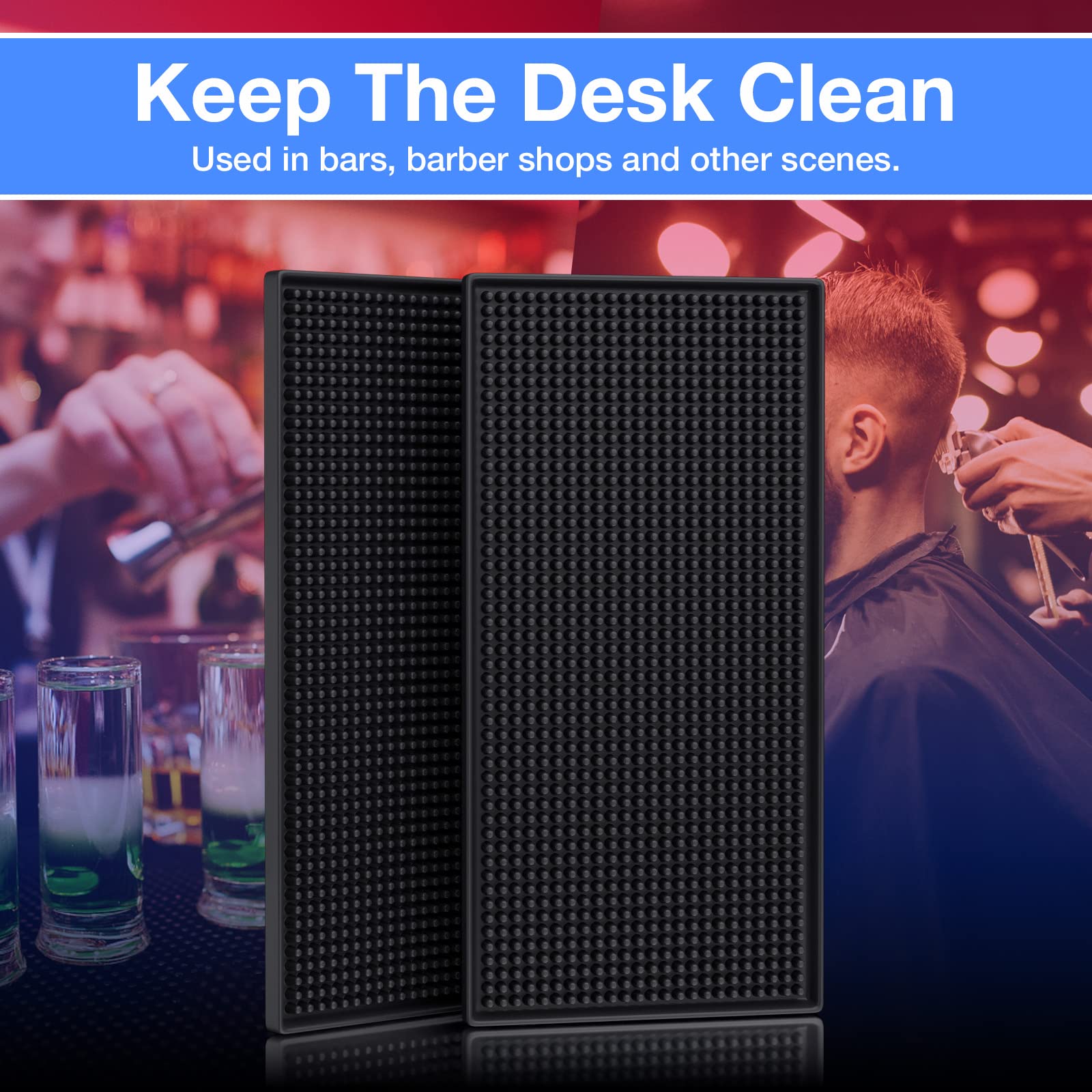 Noverlife 2PCS Barber Work Station Mat for Salon, Flexible PVC Heavy Duty Antiskid Rubber Mat for Stations, Service Mat Cushion