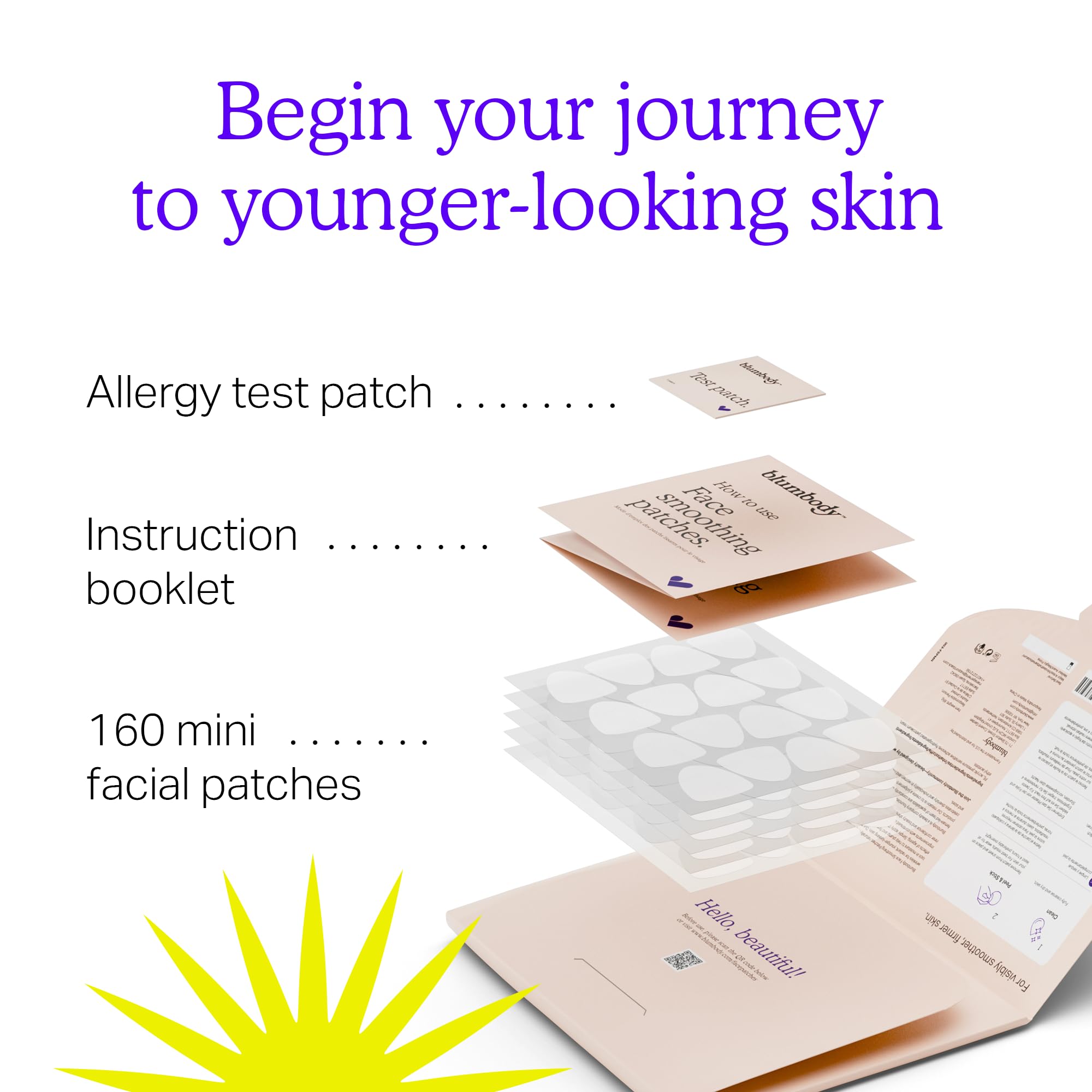 Blumbody Face & Forehead Wrinkle Patches - Mini Anti Wrinkle Facial Patches To Smooth Eye, Mouth, Forehead Wrinkles - Non-Silico