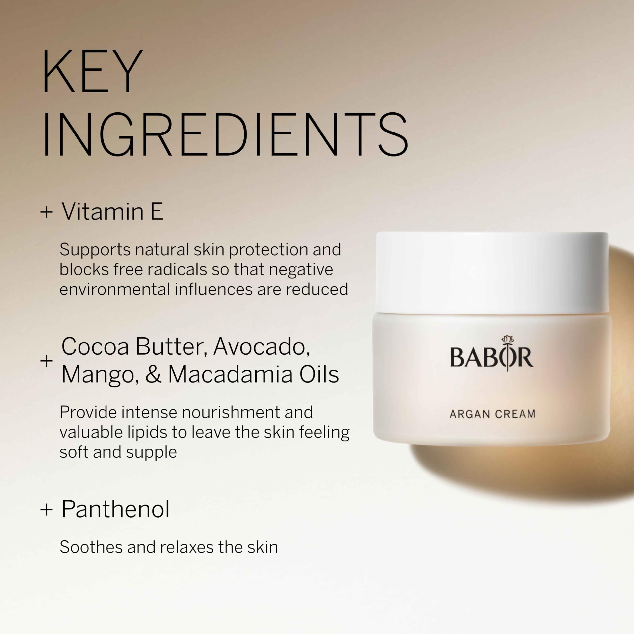 Babor Argan Cream, Rich Moisturizer For Dry Skin, Infused With Lipids To Deeply Nourish, Enriched With Cocoa Butter To Provide I