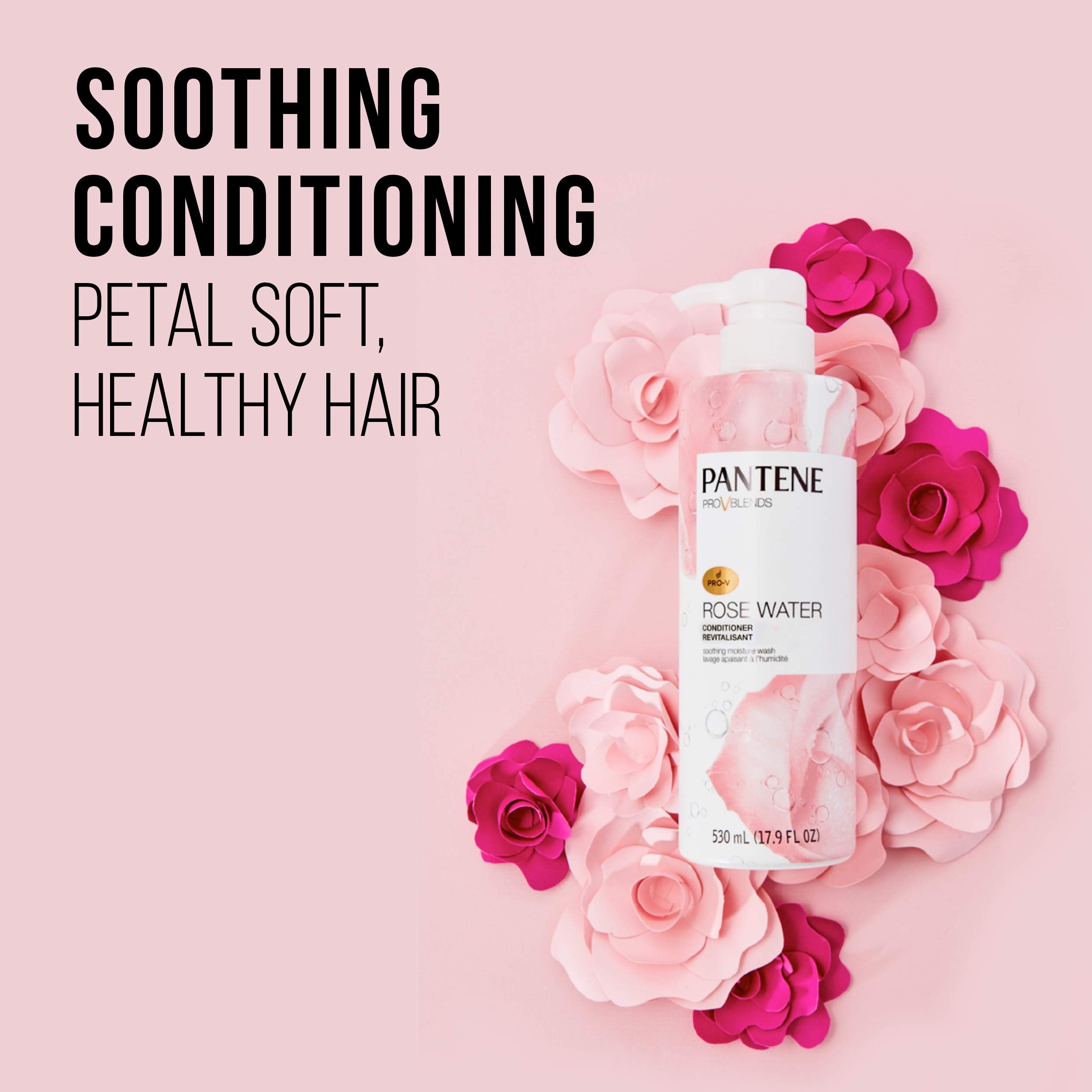 Pantene Sulfate Free Shampoo And Conditioner Set, Rose Water, Soothing And Moisturizing, Infused With Vitamin B5, For All Hair T