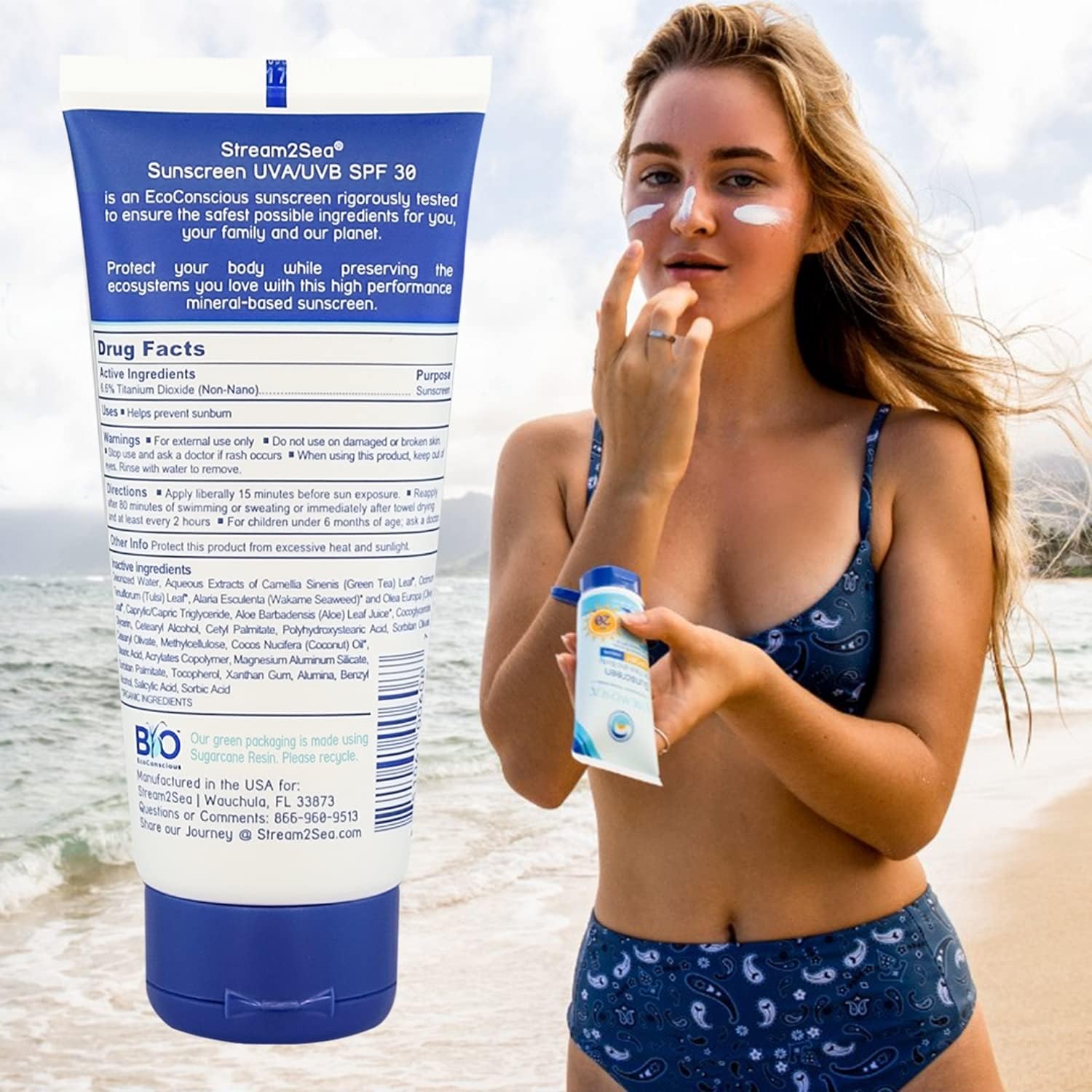 Stream 2 Sea Spf 30 Mineral Sunscreen Biodegradable And Reef Safe Sunscreen, 3 Fl Oz Non-Greasy And Moisturizing Mineral Sunscre