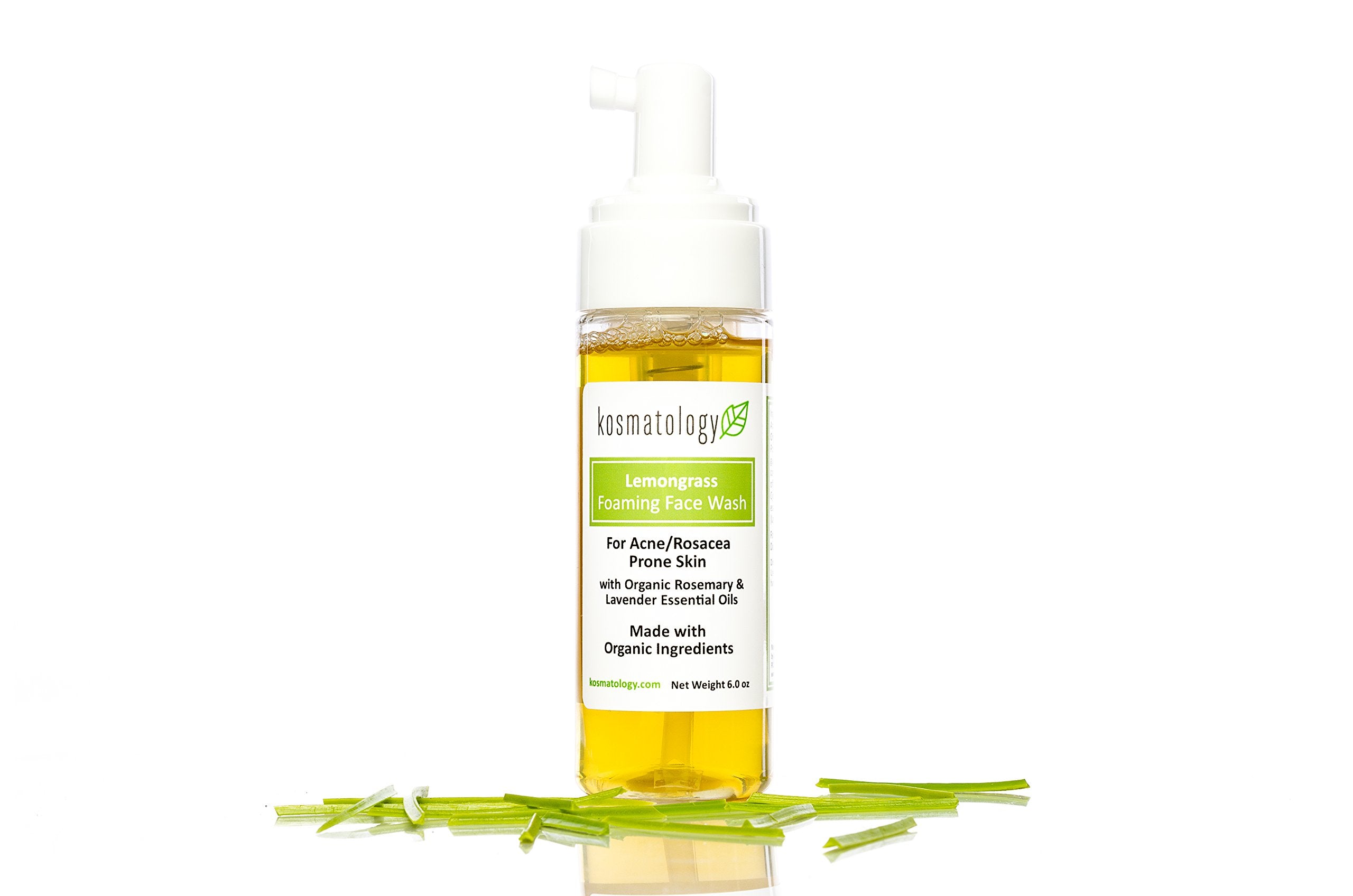 kosmatology Lemongrass Organic Foaming Facial Wash for Acne Prone Skin, 6 fl oz
