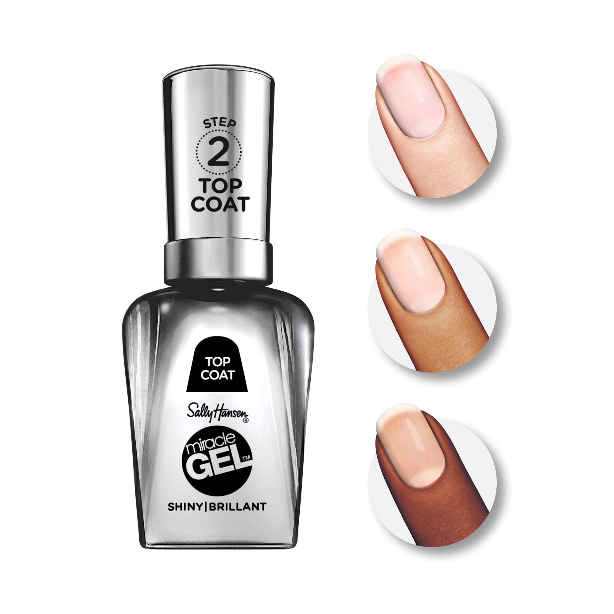 Sally Hansen Miracle Gel, Shiny Top Coat, Long Lasting, Gel-Like Formula, No Uv Lamp Needed, Clear Nail Polish