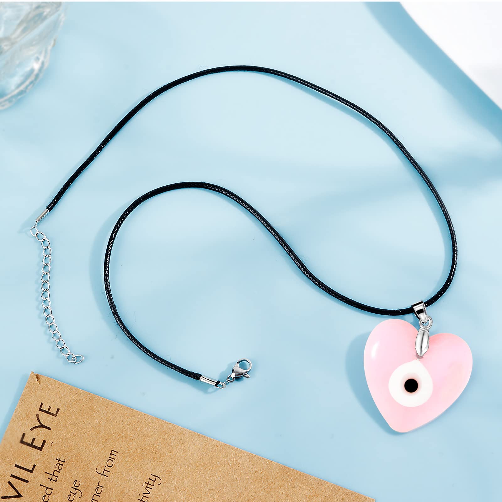 Long tiantian Evil Eye Necklace for Women Evil Eye Pendant Protection Necklaces for Men Leather Rope Glass Inspirational Jewelry