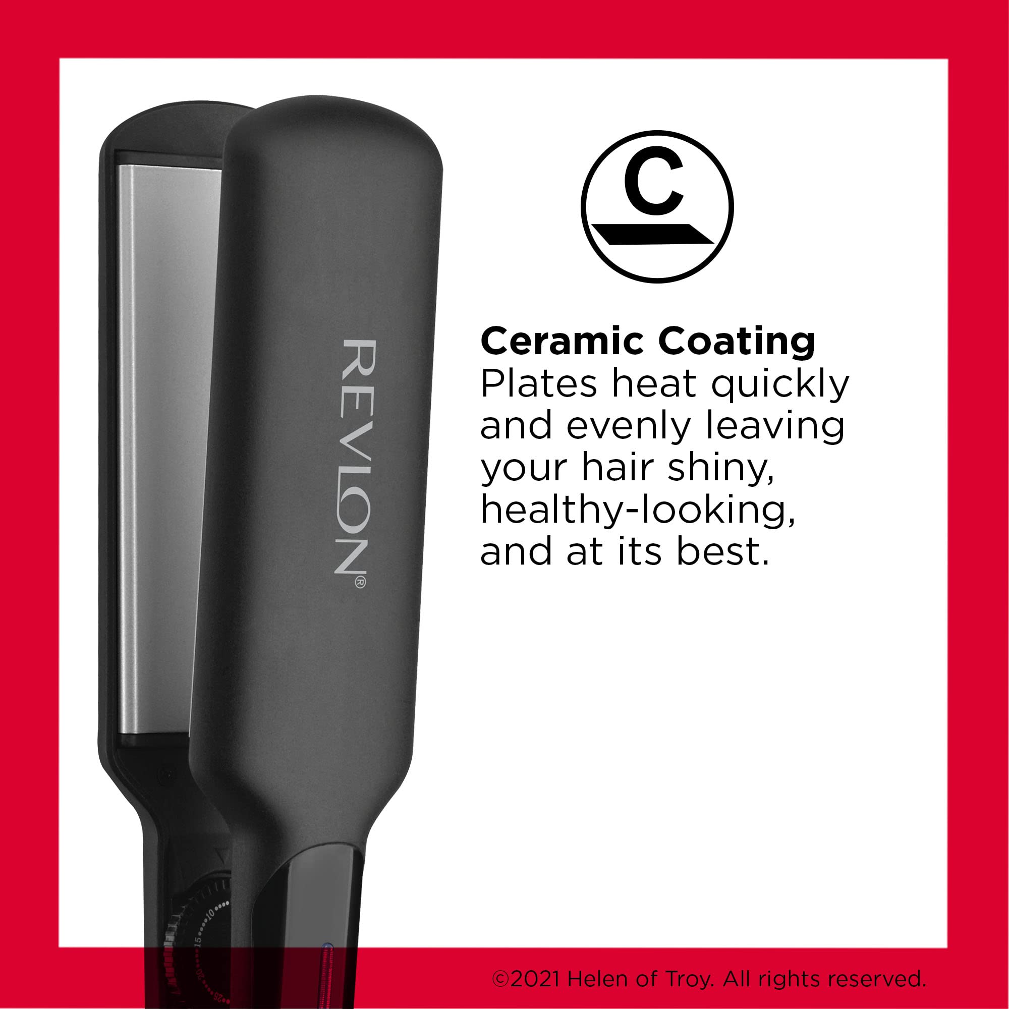 REVLON Smooth & Straight 2-Inch Ceramic Flat Iron - Fast Results, Sleek Styles, Black